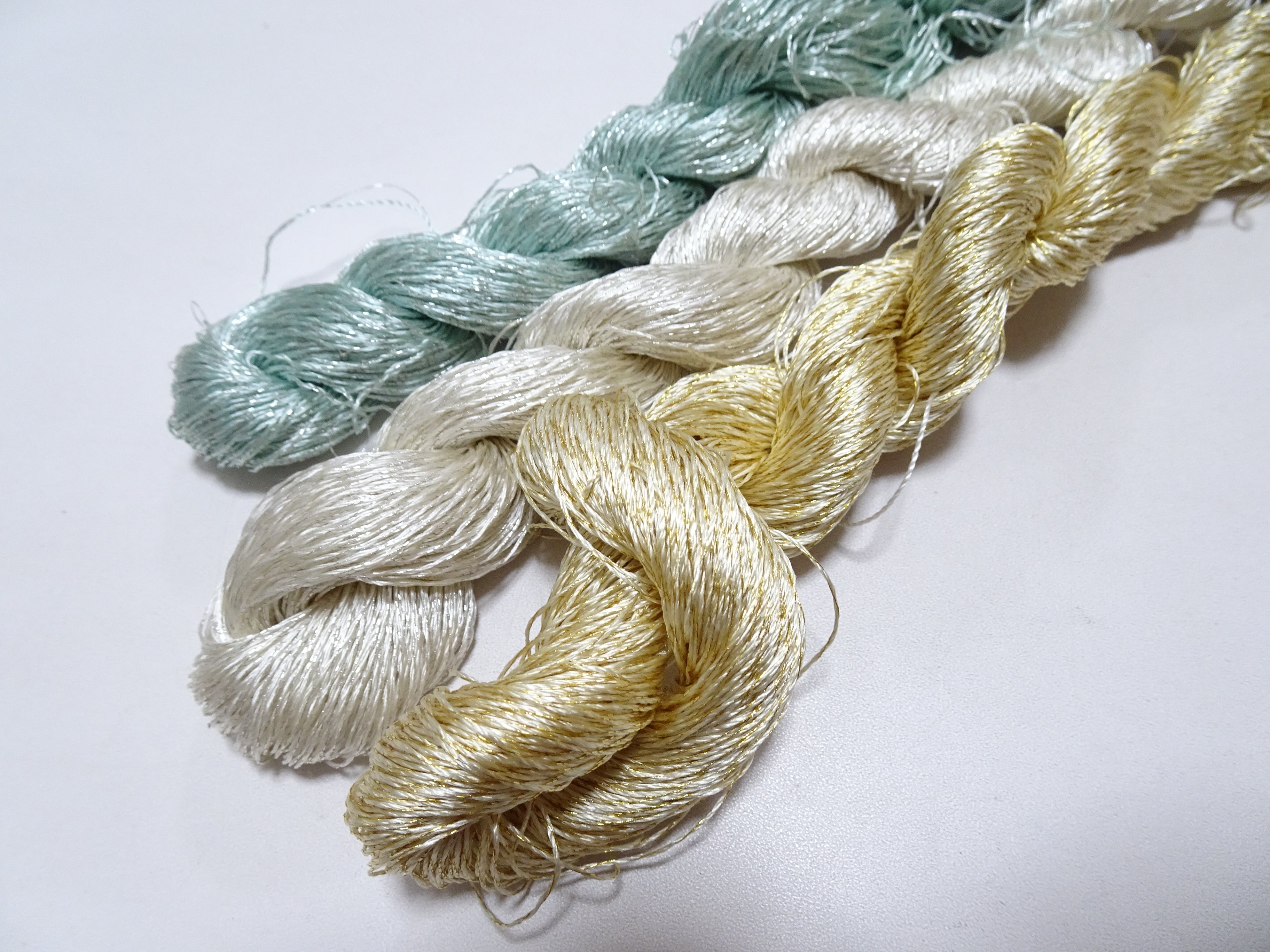 Japanese Vintage High Class Rare Silk Thread 3sets Mixture of Gold embroidery 18503