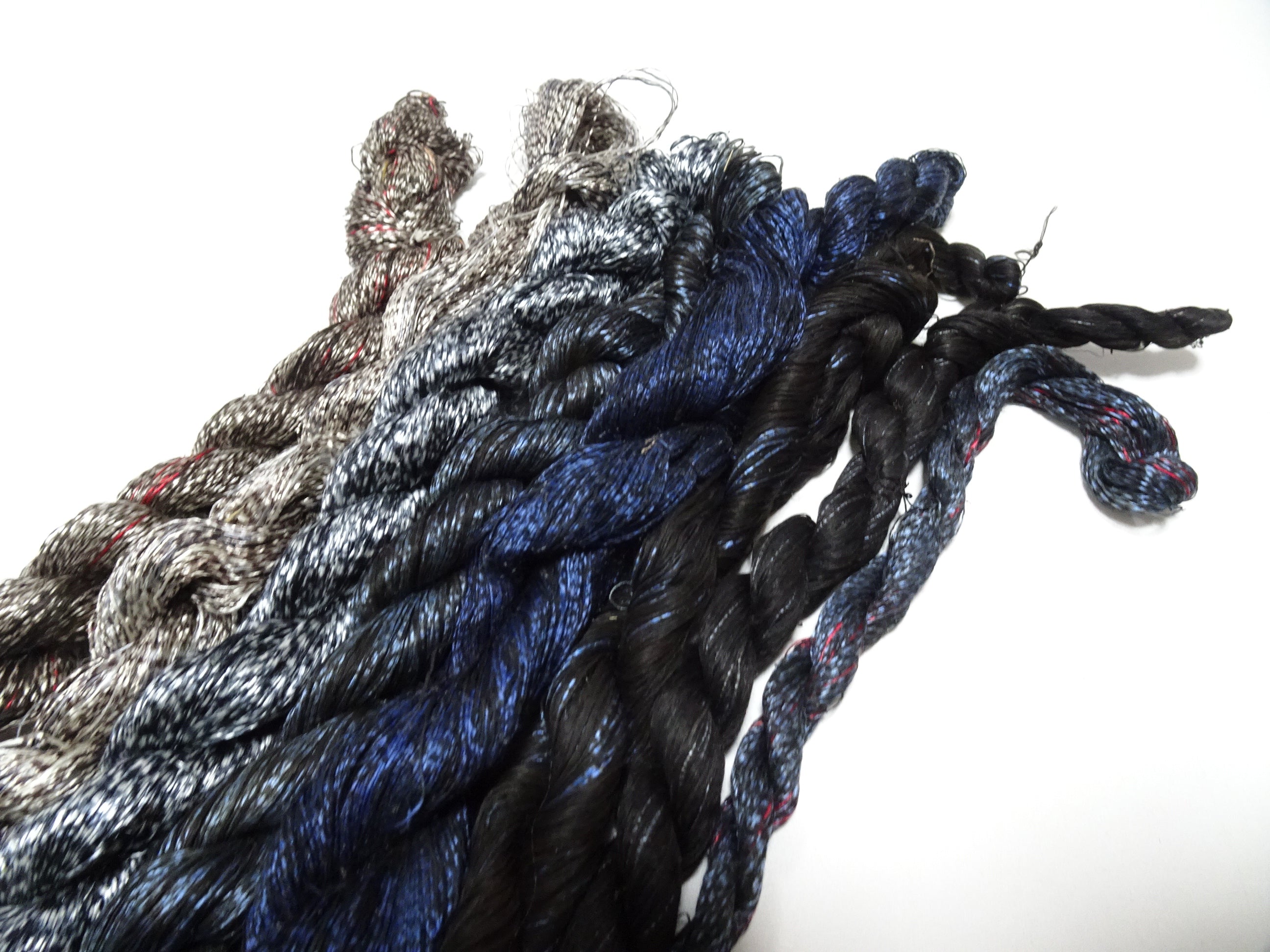 Japanese Vintage Super Rare Mud Dyeing kasuri loose Twisted Silk Thread Various Sets Embroidery & weave 13715