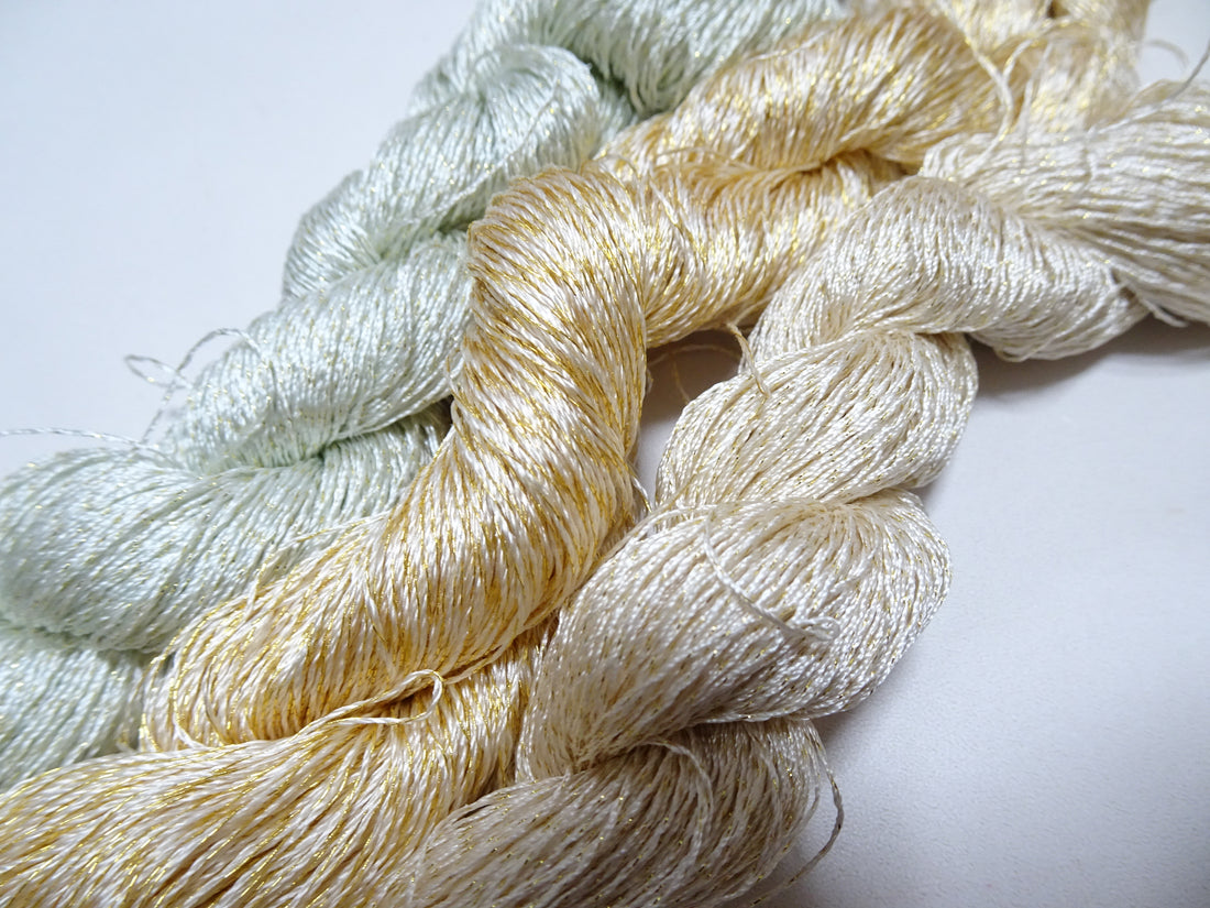 Japanese Vintage High Class Rare Silk Thread 3sets Mixture of Gold embroidery 15991
