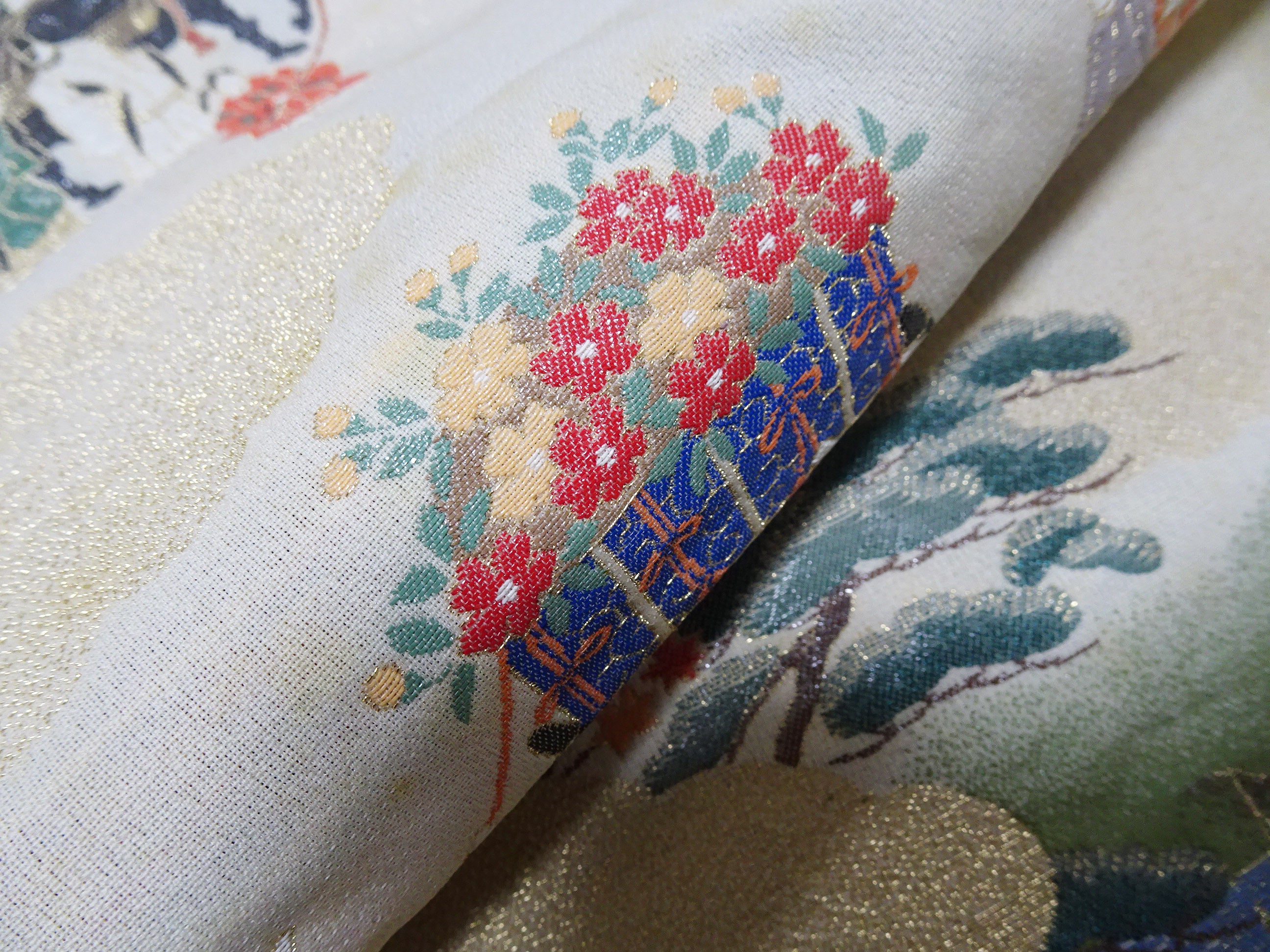 Japanese vintage Rare Silk sample fabric Juko Ori  9663