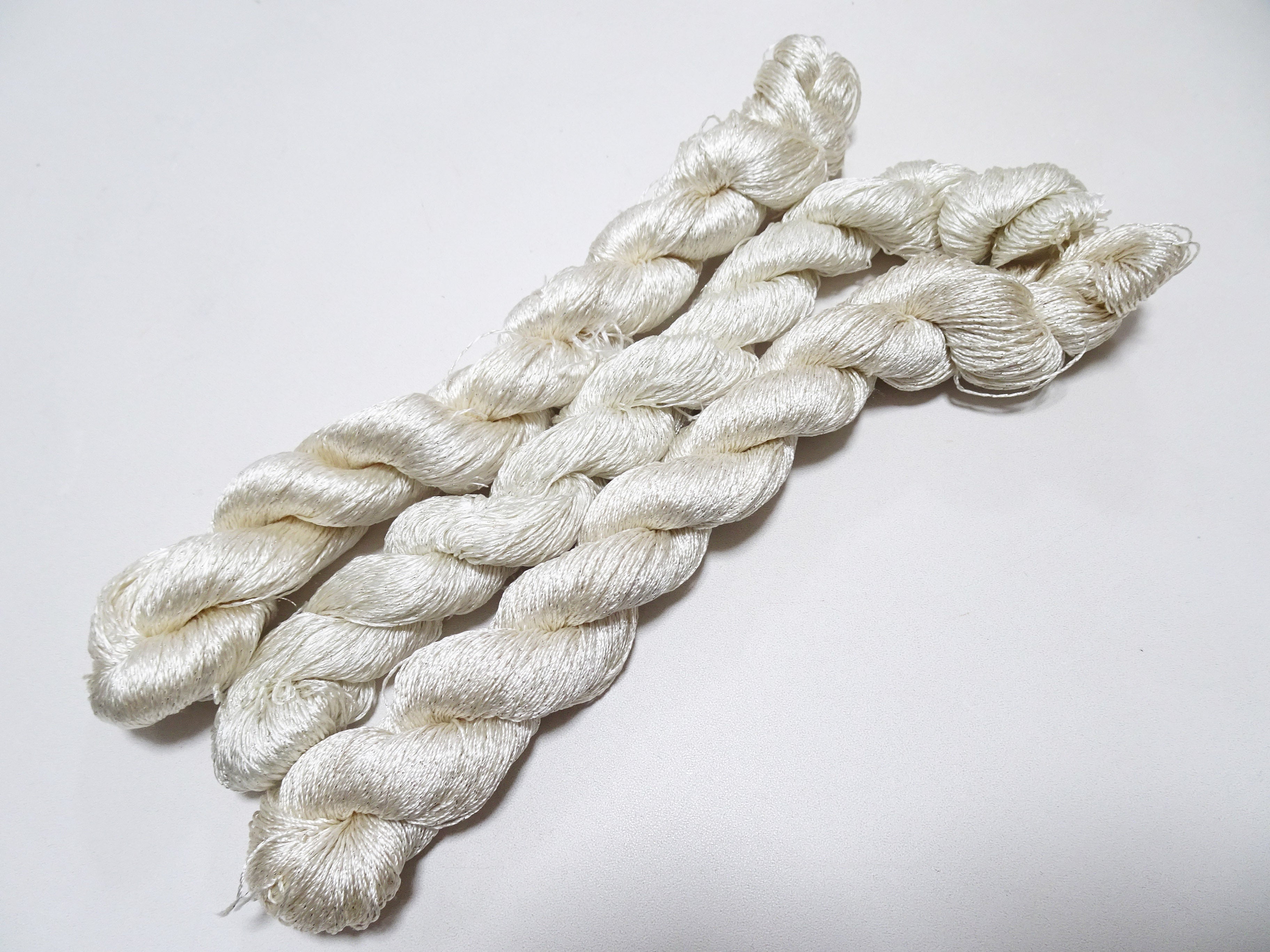 Japanese Vintage High Class Rare Silk Thread 3sets Mixture of Silver embroidery 15992