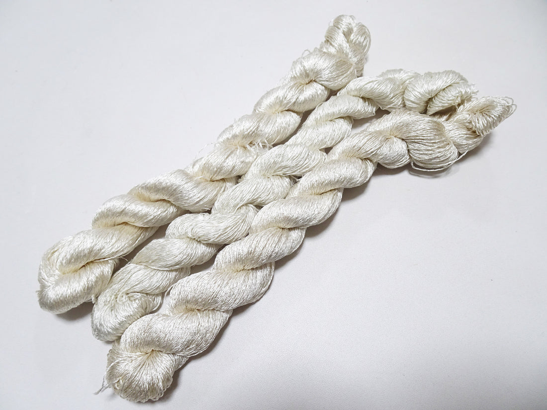 Japanese Vintage High Class Rare Silk Thread 3sets Mixture of Silver embroidery 15992