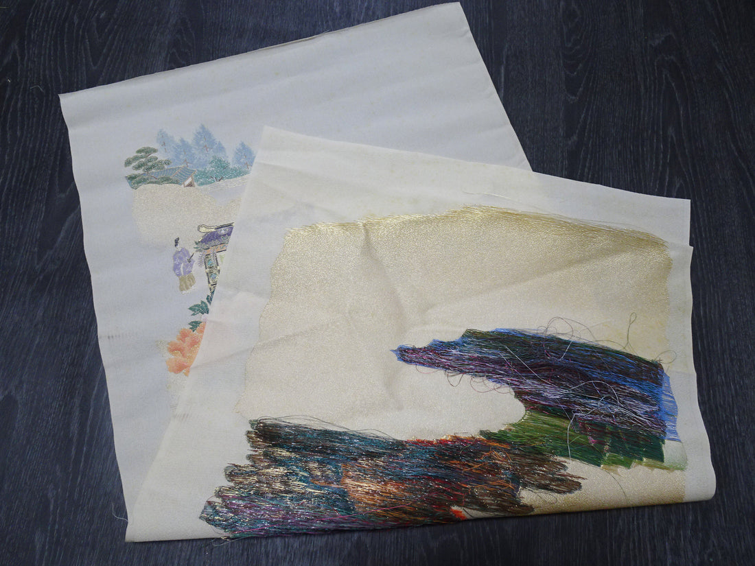 Japanese vintage Rare Silk sample fabric Juko Ori  9663