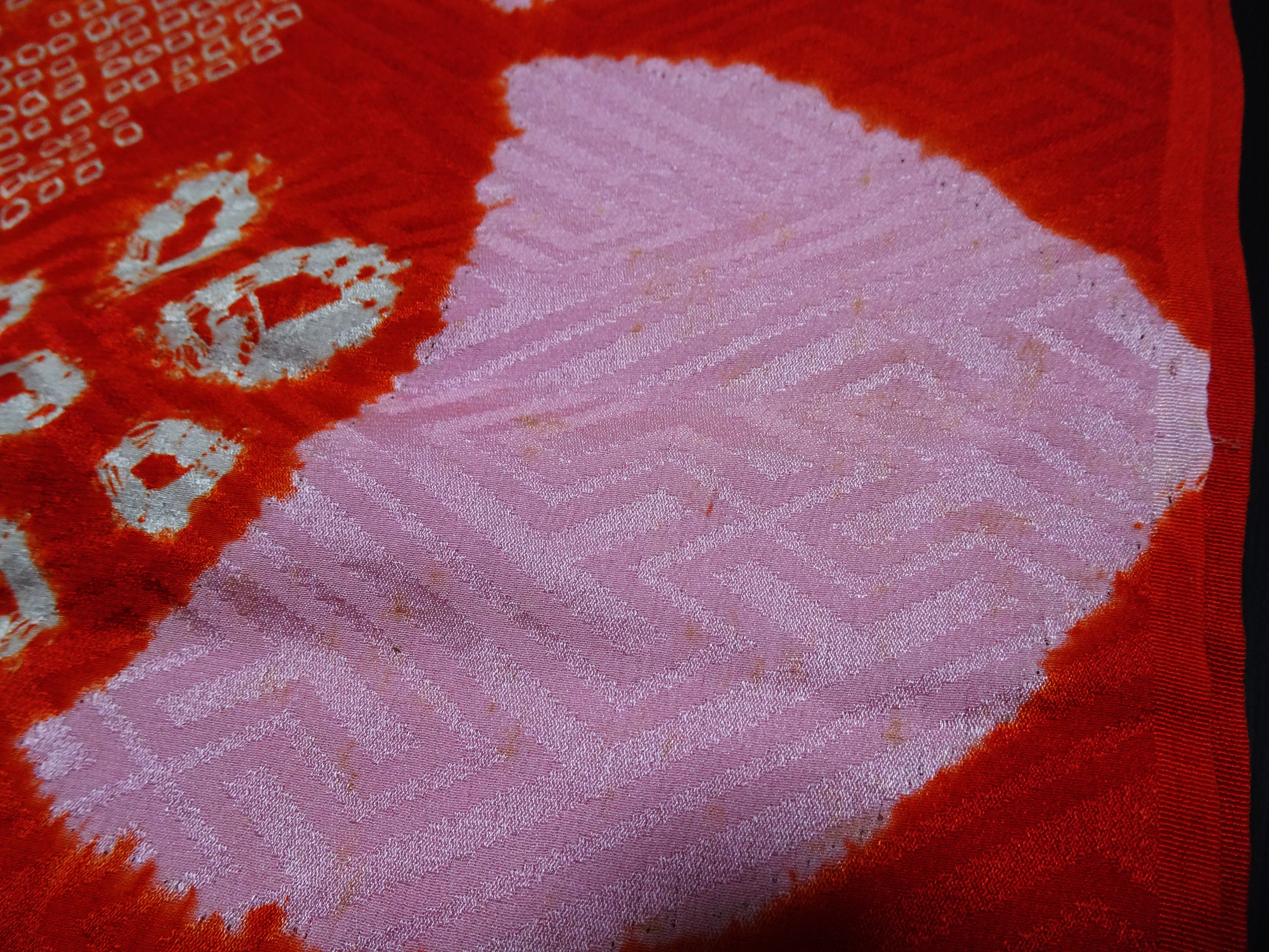 Japanese Antique Silk Bolts  / Mon kinsha / shibori Pattern 17508
