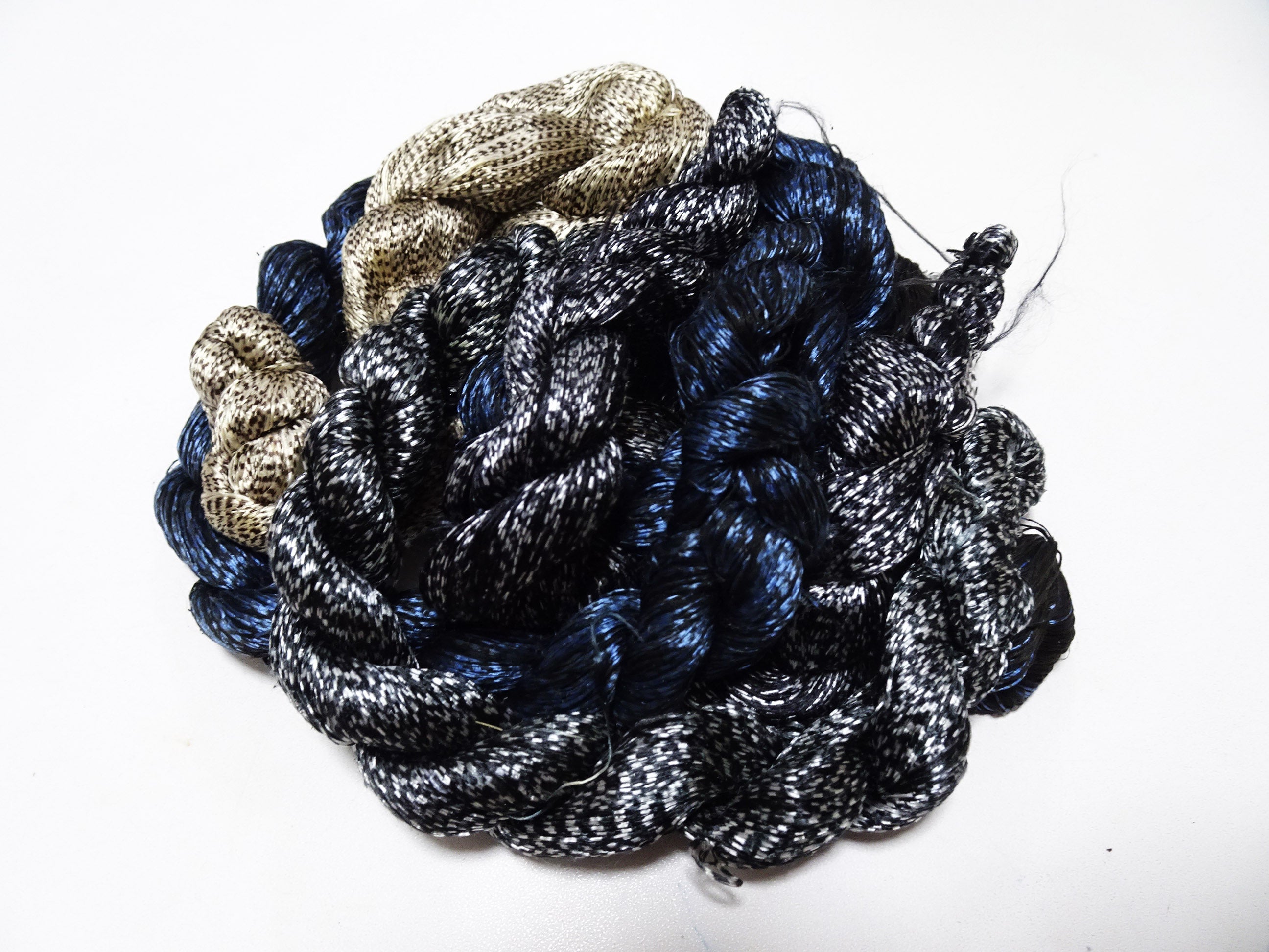 Japanese Vintage Super Rare Mud Dyeing kasuri loose Twisted Silk Thread Various Sets Embroidery & weave 13716