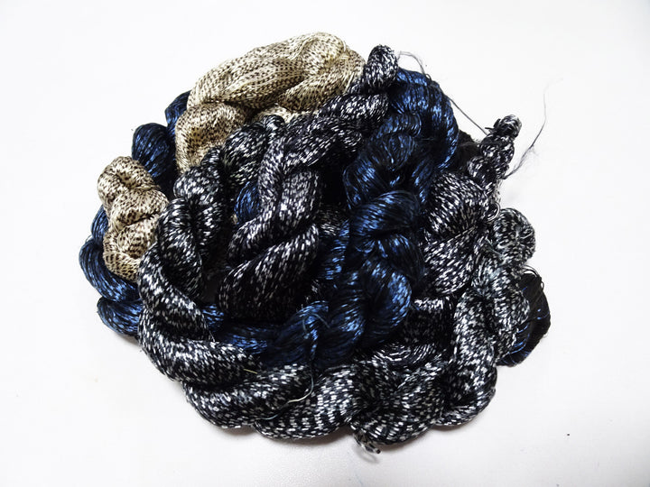 Japanese Vintage Super Rare Mud Dyeing kasuri loose Twisted Silk Thread Various Sets Embroidery & weave 13716