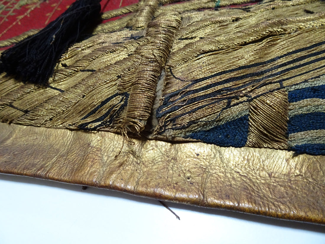Japanese Antique Edo to Late Edo Period Festival Banner(Kenshōhin) for Danjiri or Mikoshi with Traditional Embroidery Design 16343