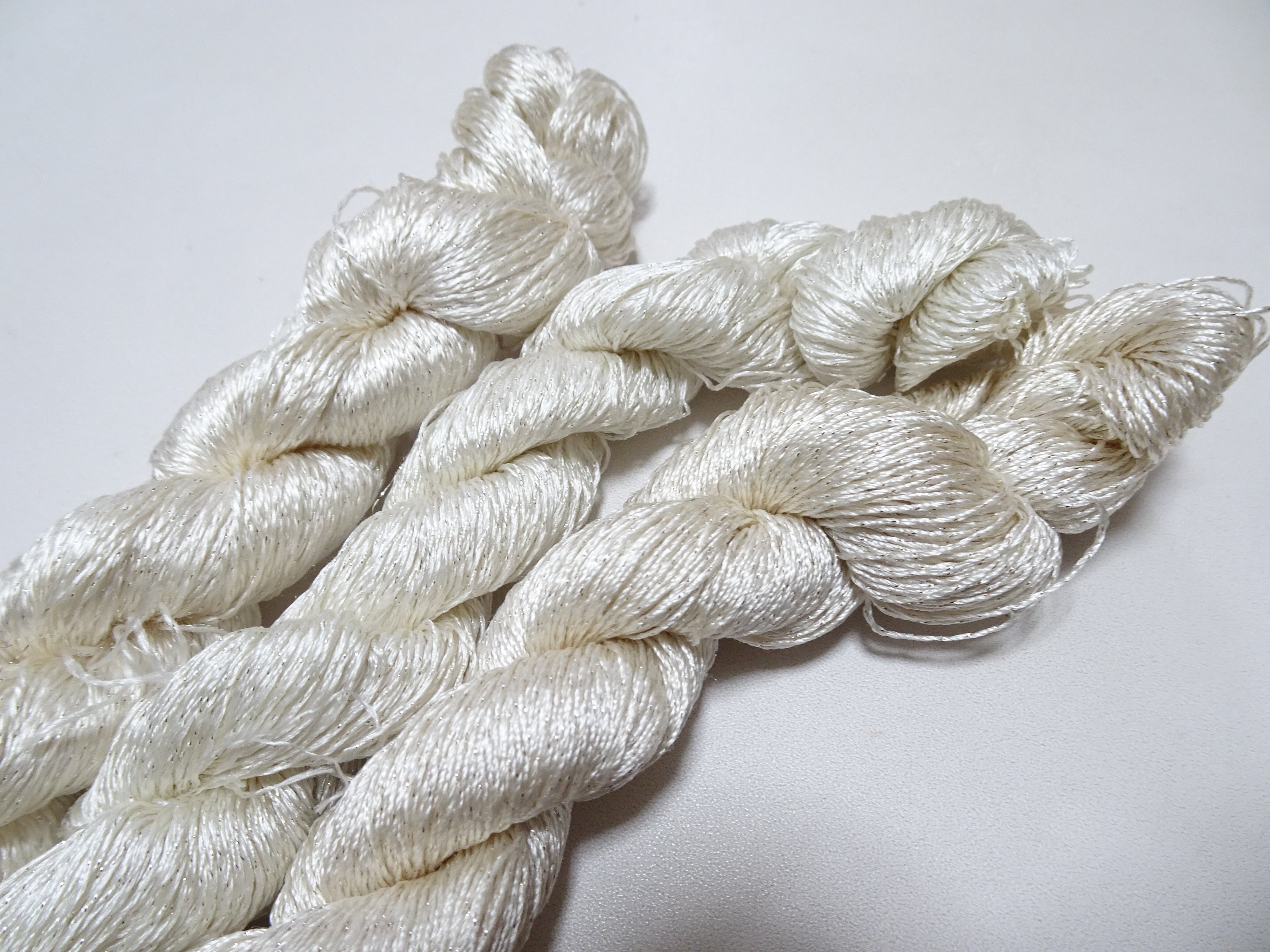 Japanese Vintage High Class Rare Silk Thread 3sets Mixture of Silver embroidery 15992