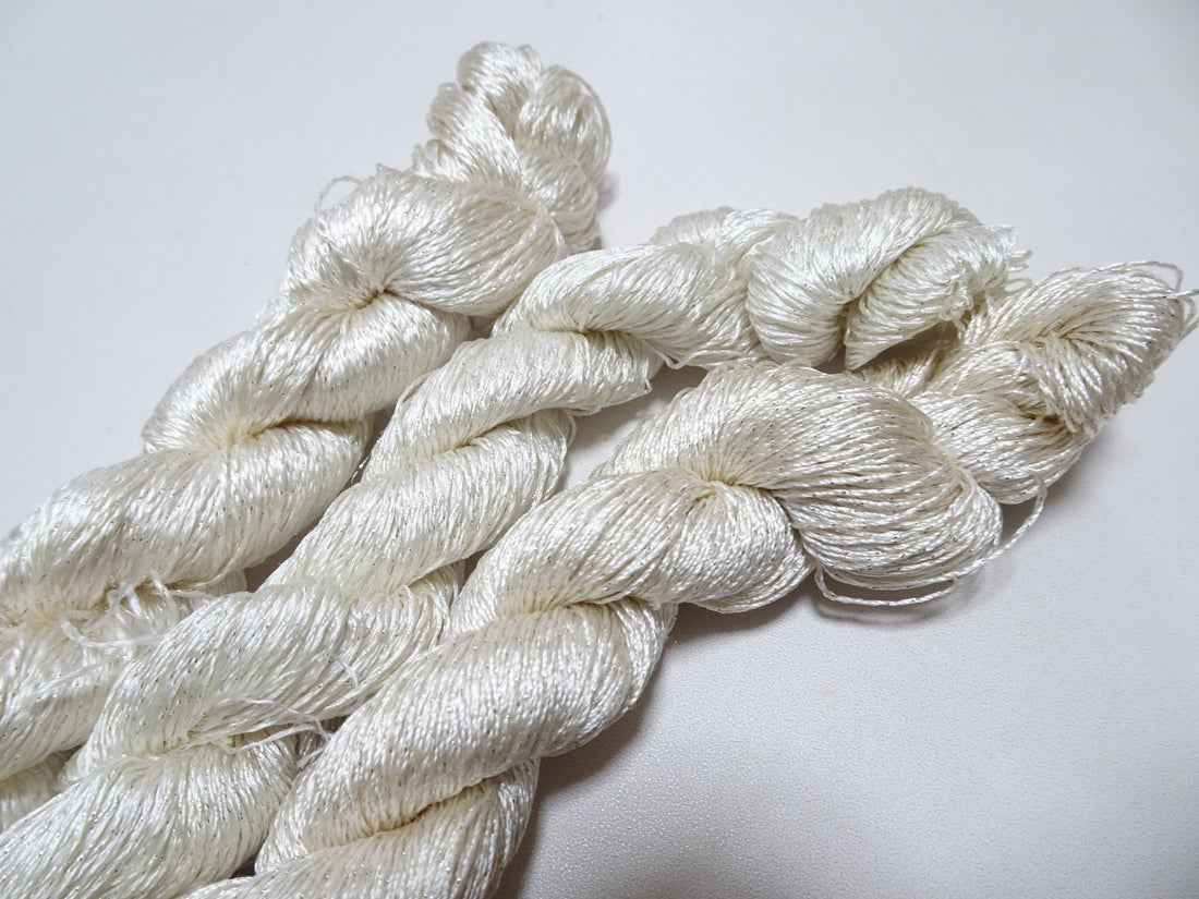 Japanese Vintage High Class Rare Silk Thread 3sets Mixture of Silver embroidery 15992