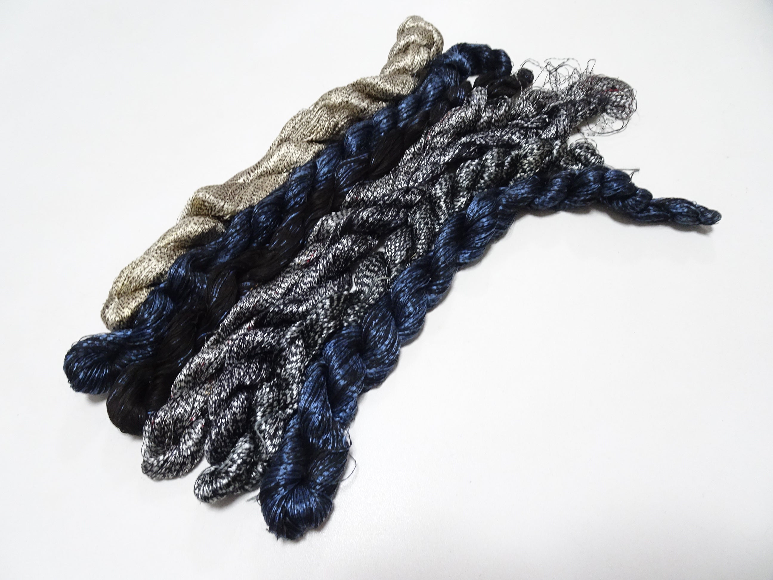 Japanese Vintage Super Rare Mud Dyeing kasuri loose Twisted Silk Thread Various Sets Embroidery & weave 13716