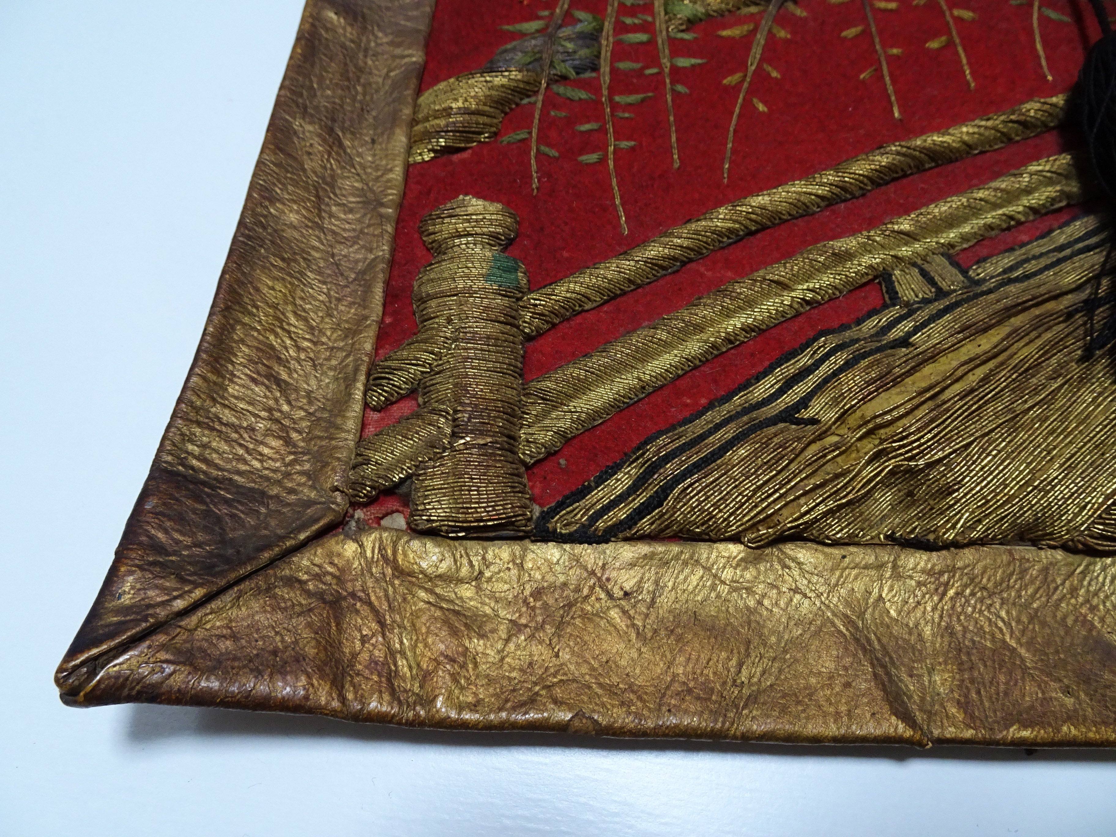 Japanese Antique Edo to Late Edo Period Festival Banner(Kenshōhin) for Danjiri or Mikoshi with Traditional Embroidery Design 16343
