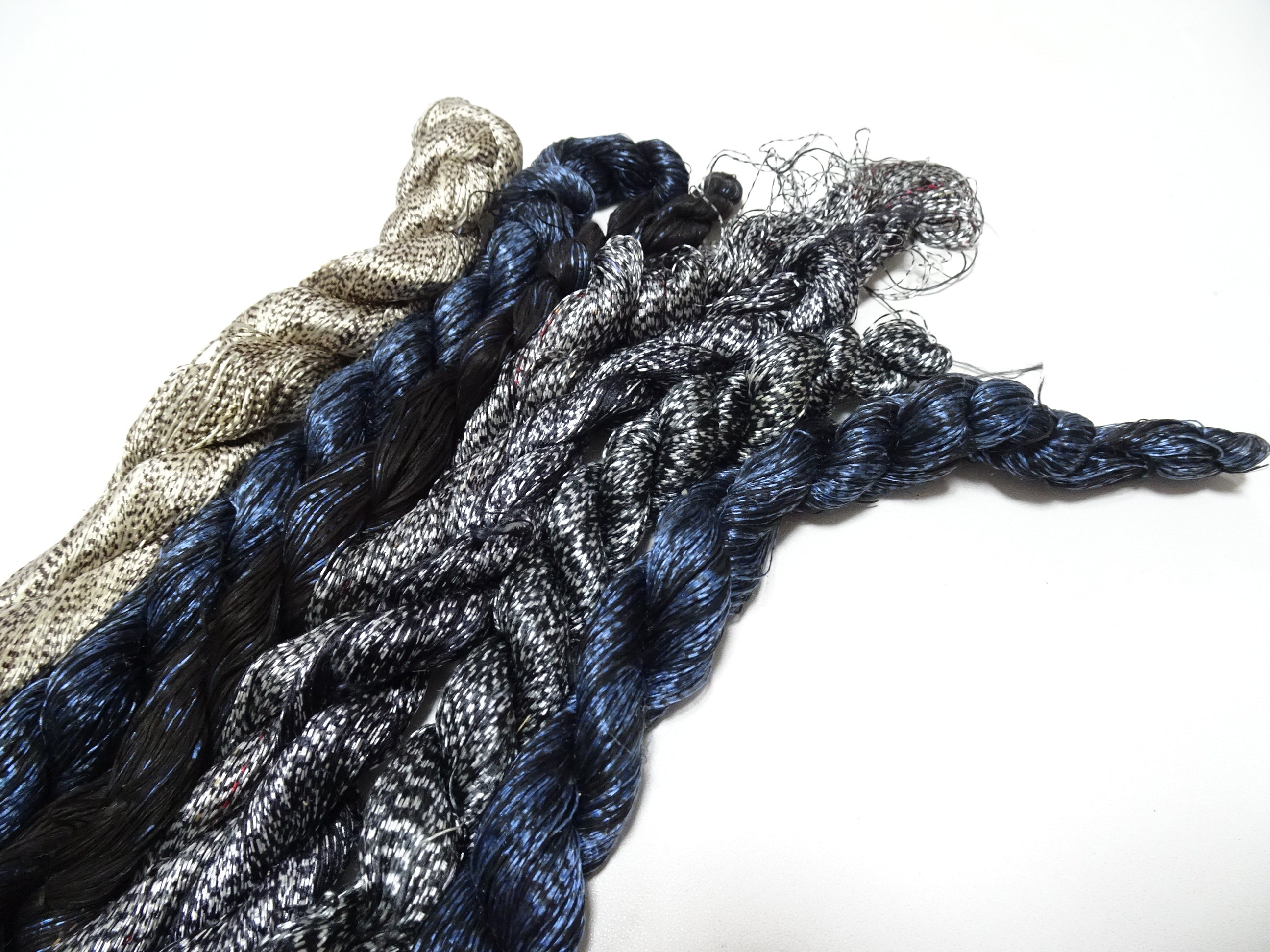 Japanese Vintage Super Rare Mud Dyeing kasuri loose Twisted Silk Thread Various Sets Embroidery & weave 13716