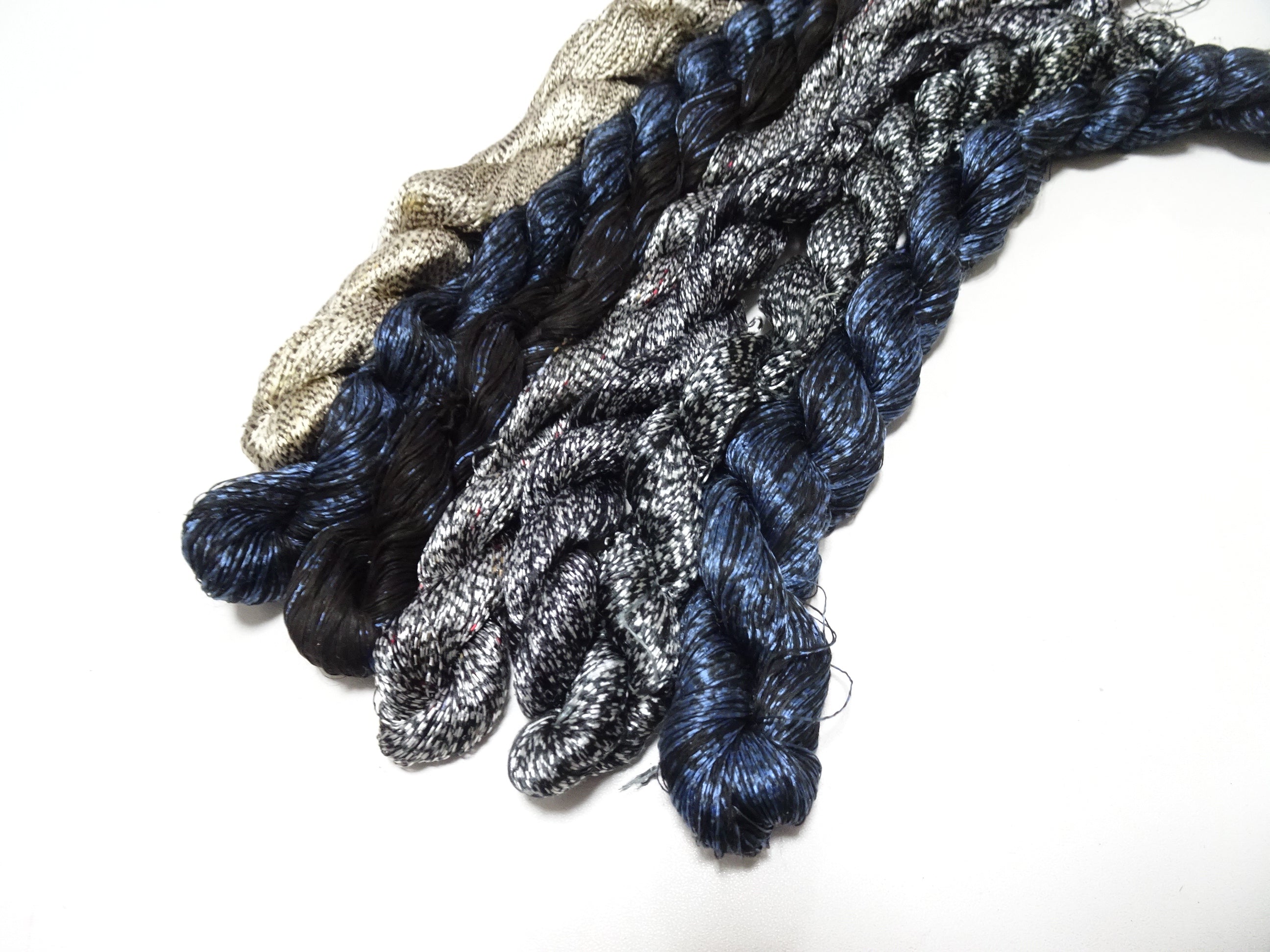 Japanese Vintage Super Rare Mud Dyeing kasuri loose Twisted Silk Thread Various Sets Embroidery & weave 13716