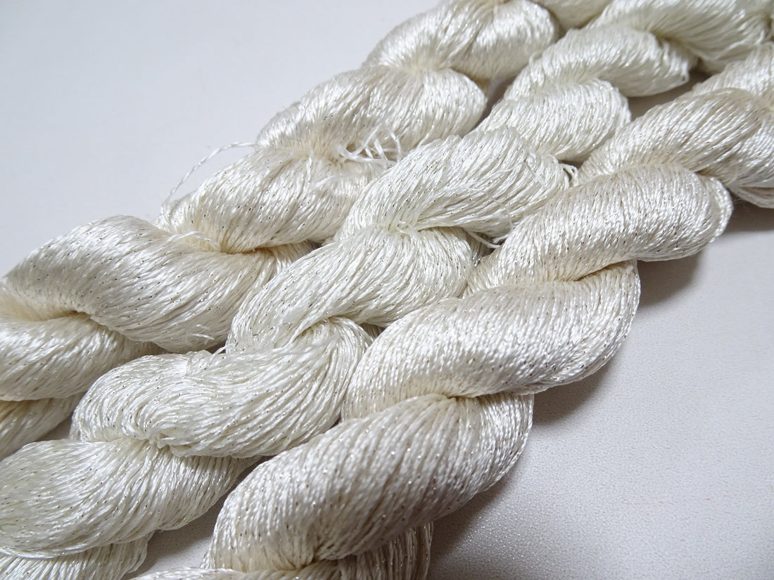 Japanese Vintage High Class Rare Silk Thread 3sets Mixture of Silver embroidery 15992