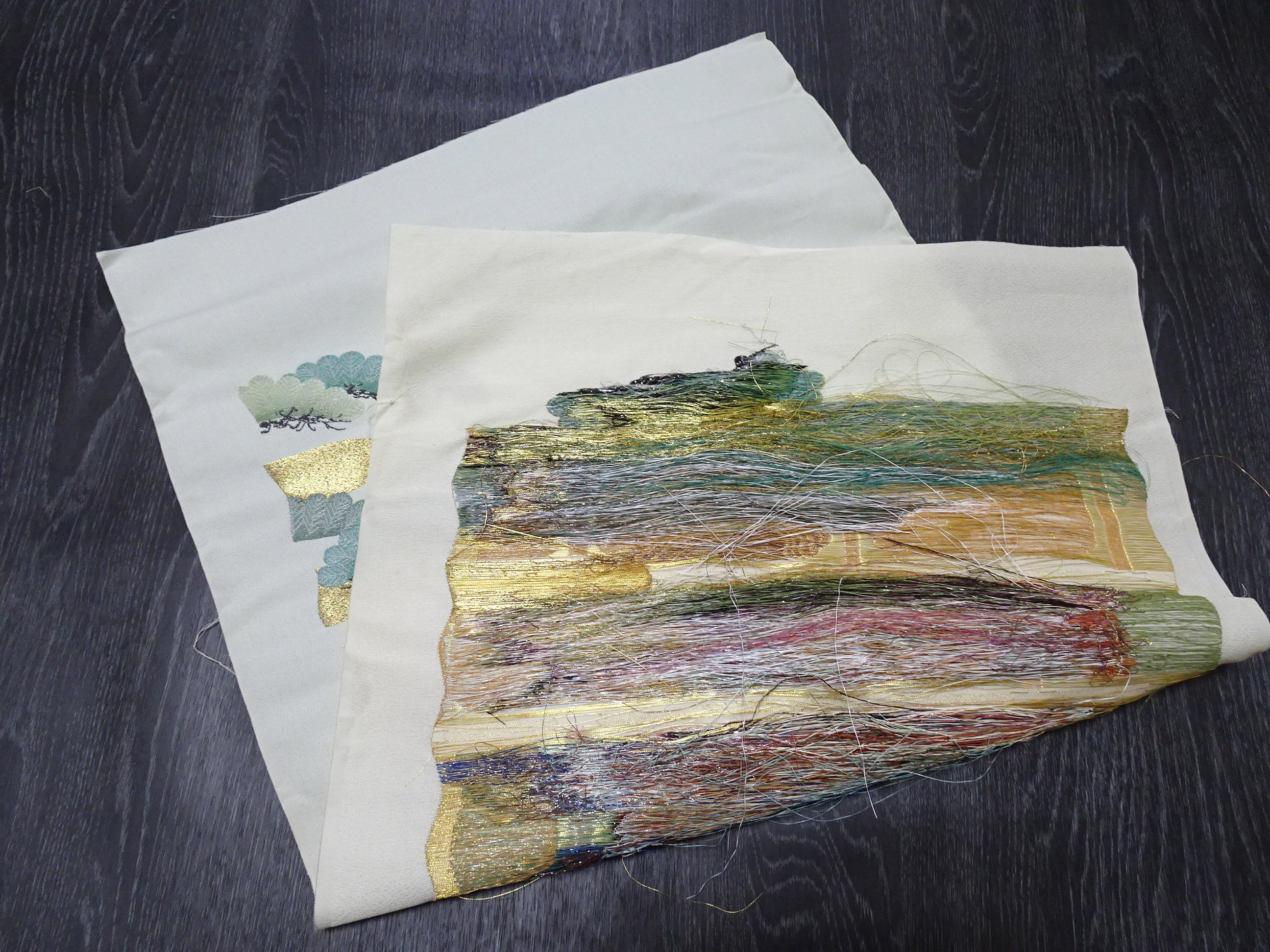 Japanese vintage Rare Silk sample fabric Juko Ori  9664