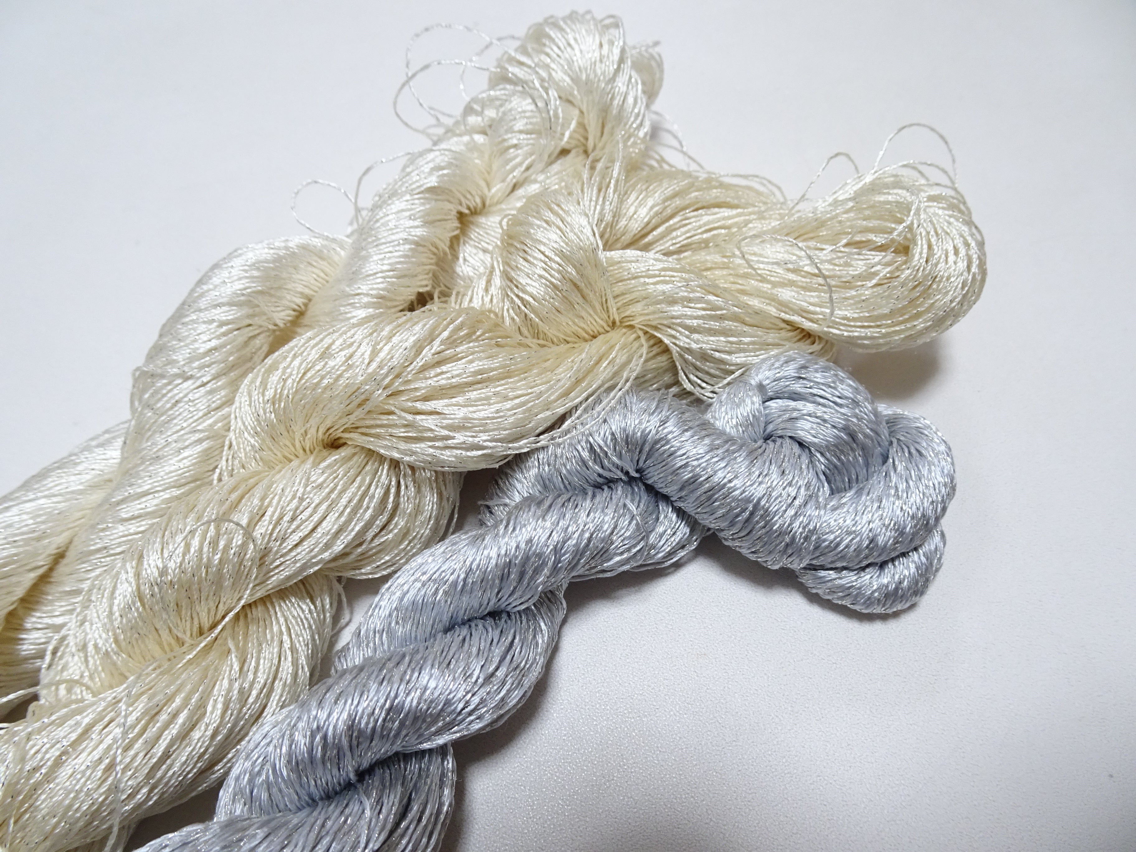 Japanese Vintage High Class Rare Silk Thread 3sets Mixture of Silver embroidery 15993