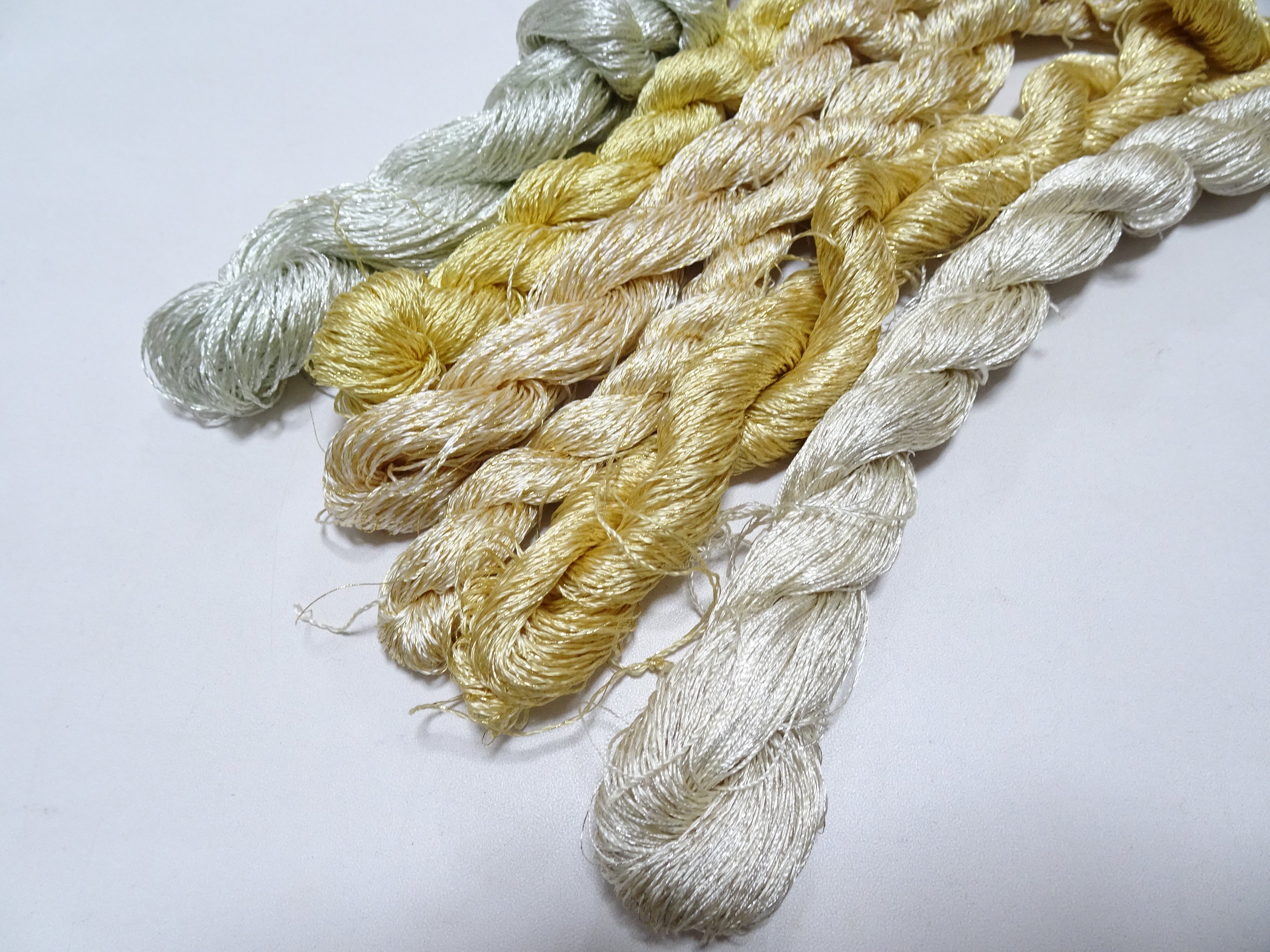 Japanese Vintage High Class Rare Silk Thread 6sets Mixture of Gold embroidery 18505