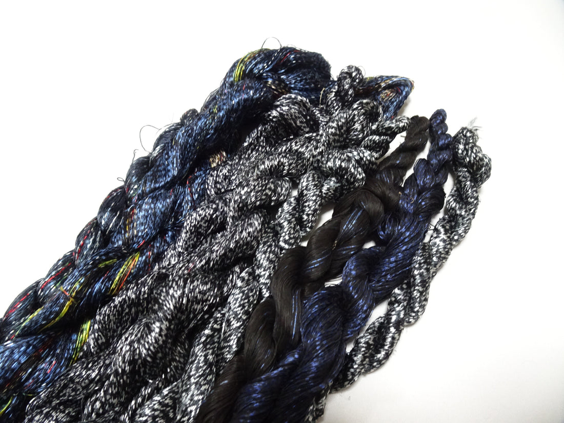 Japanese Vintage Super Rare Mud Dyeing kasuri loose Twisted Silk Thread Various Sets Embroidery & weave 13717