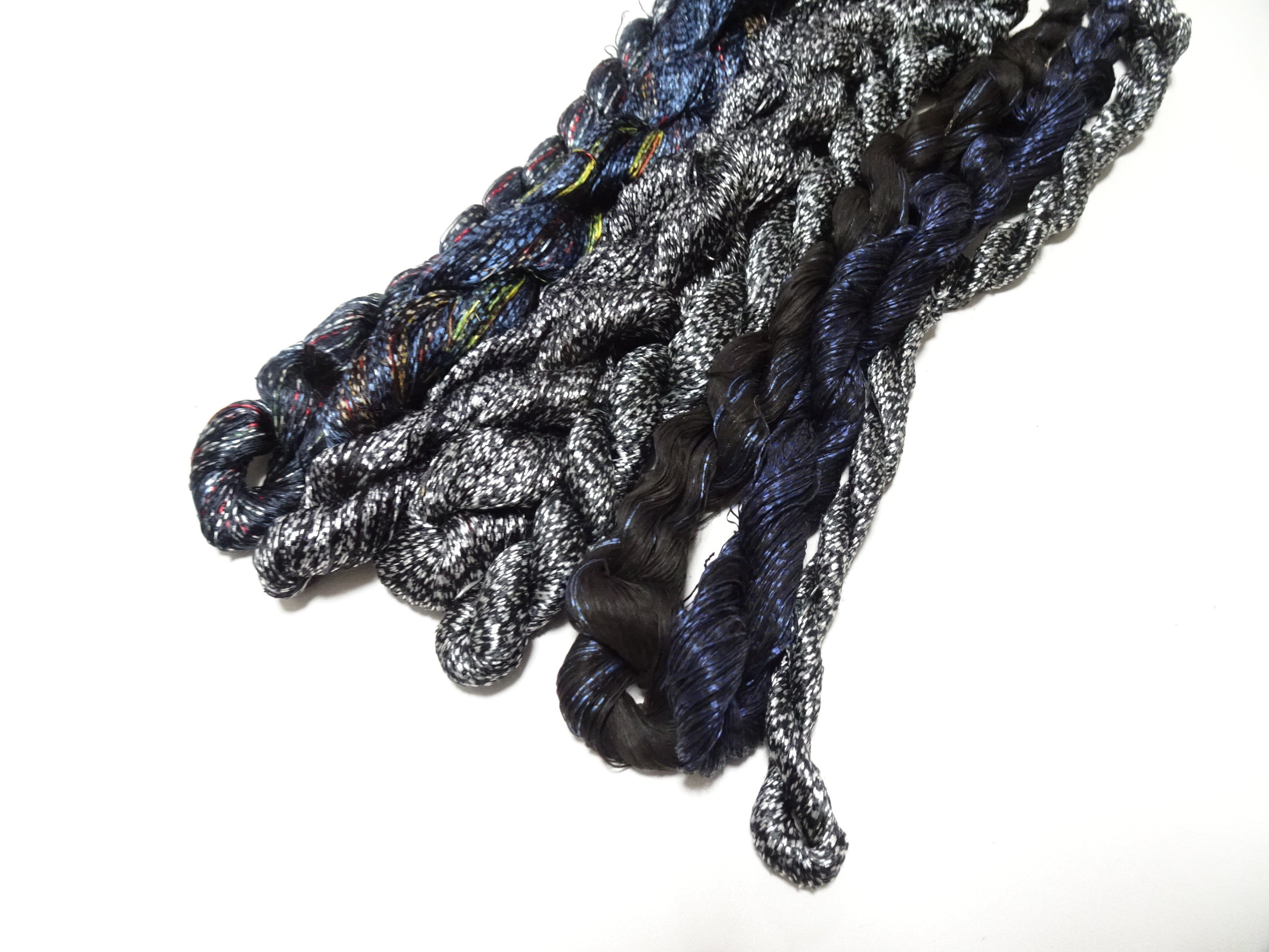 Japanese Vintage Super Rare Mud Dyeing kasuri loose Twisted Silk Thread Various Sets Embroidery & weave 13717