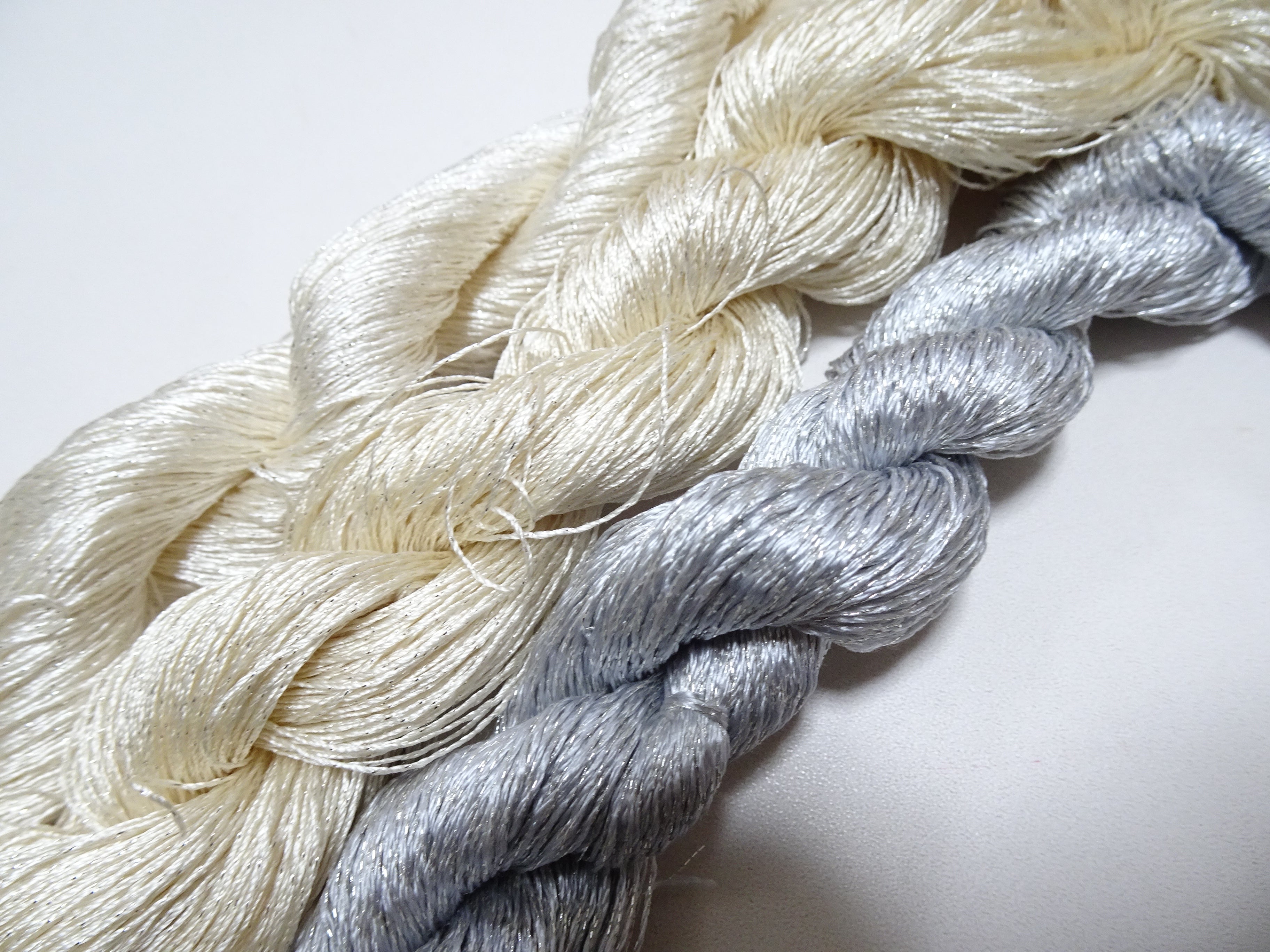 Japanese Vintage High Class Rare Silk Thread 3sets Mixture of Silver embroidery 15993