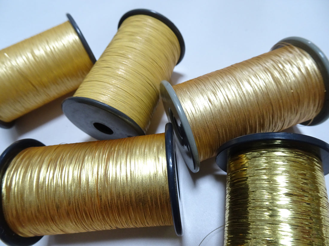 Japanese Vintage Gold thread flat type Hirahaku 5set Aluminum foil & W ...