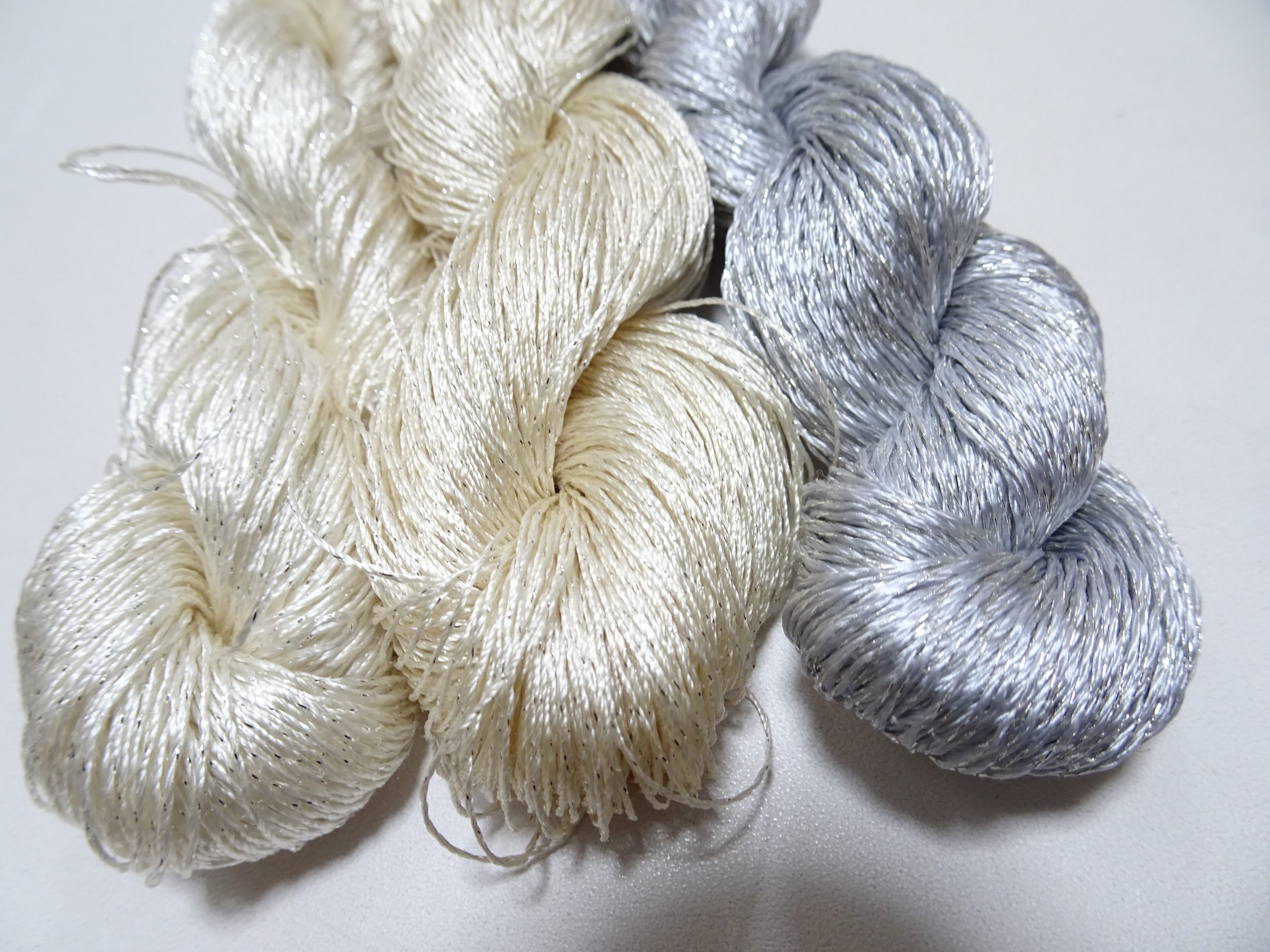 Japanese Vintage High Class Rare Silk Thread 3sets Mixture of Silver embroidery 15993