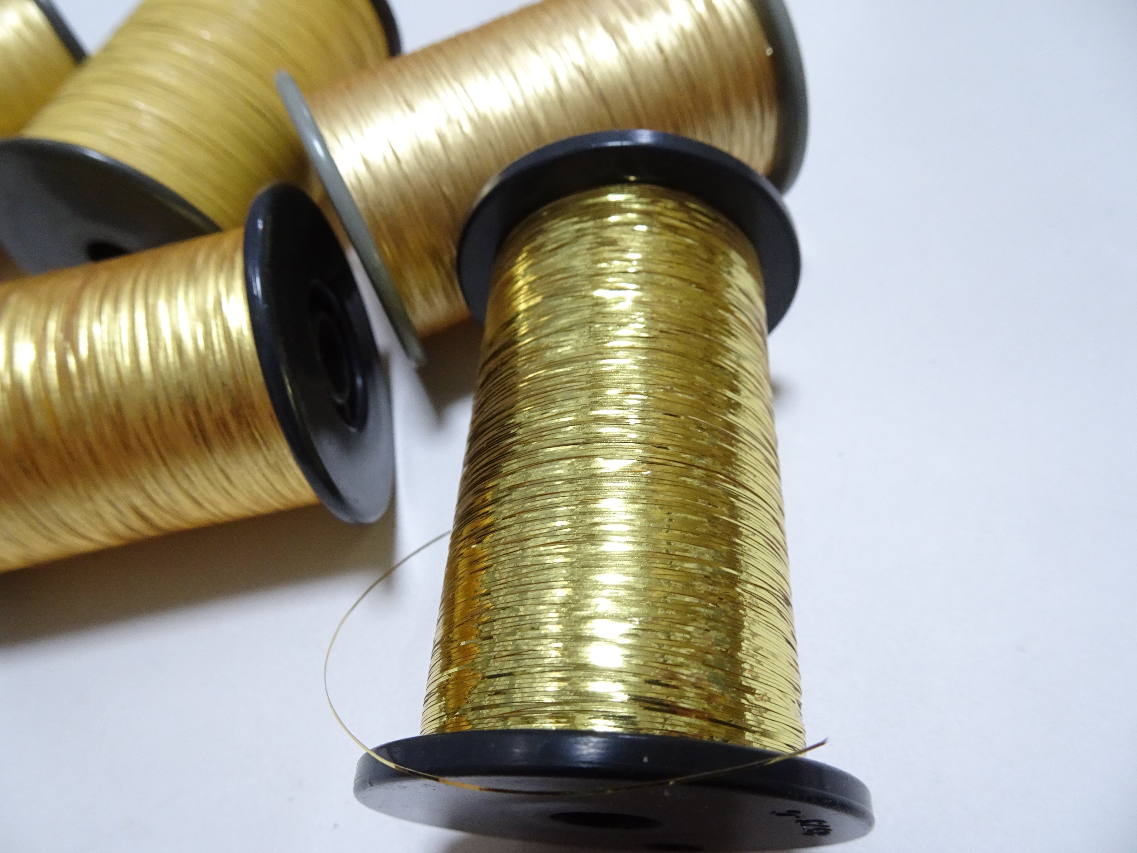 Japanese Vintage Gold thread flat type Hirahaku 5set Aluminum foil & W ...