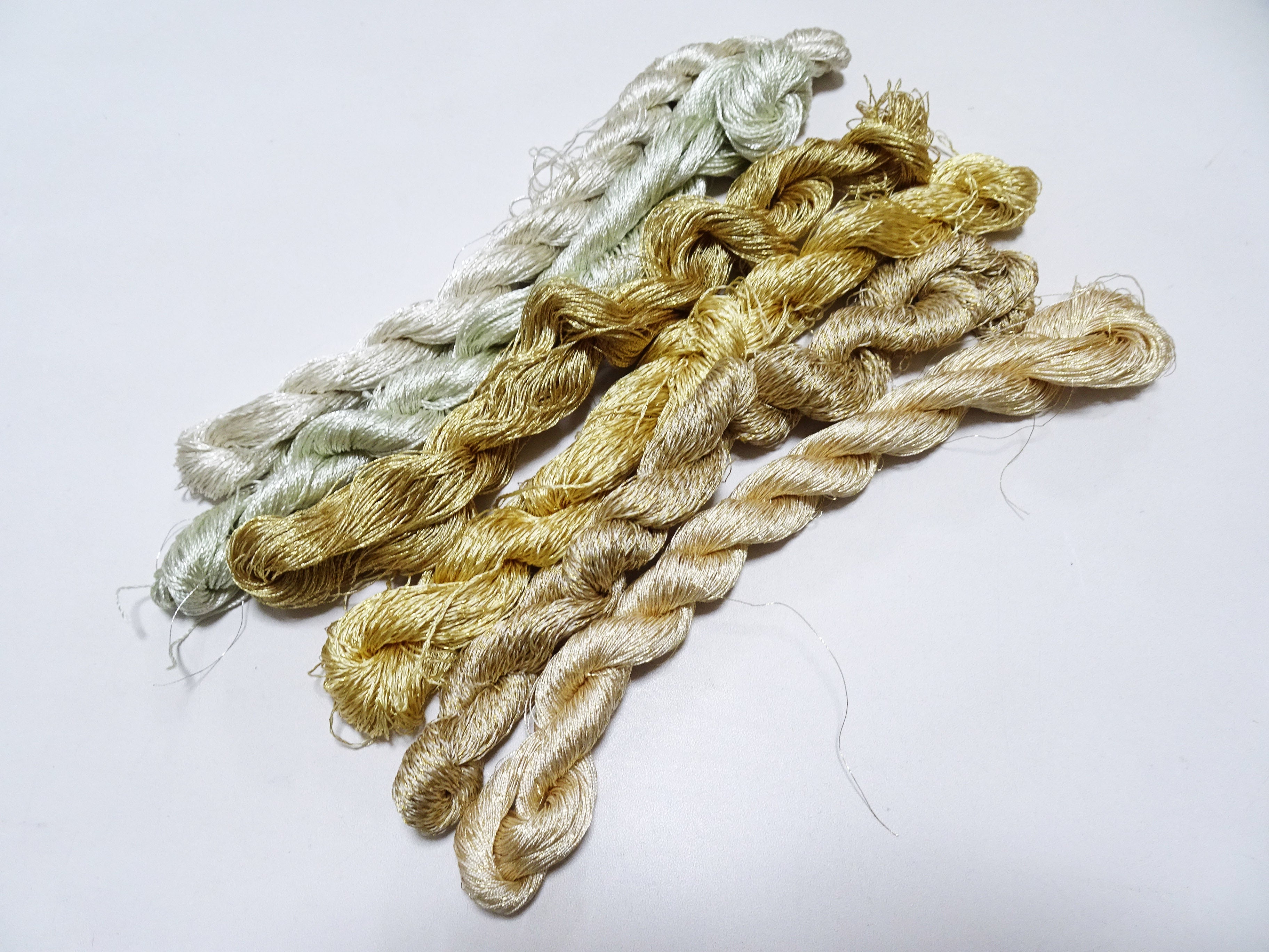 Japanese Vintage High Class Rare Silk Thread 6sets Mixture of Gold embroidery 18506