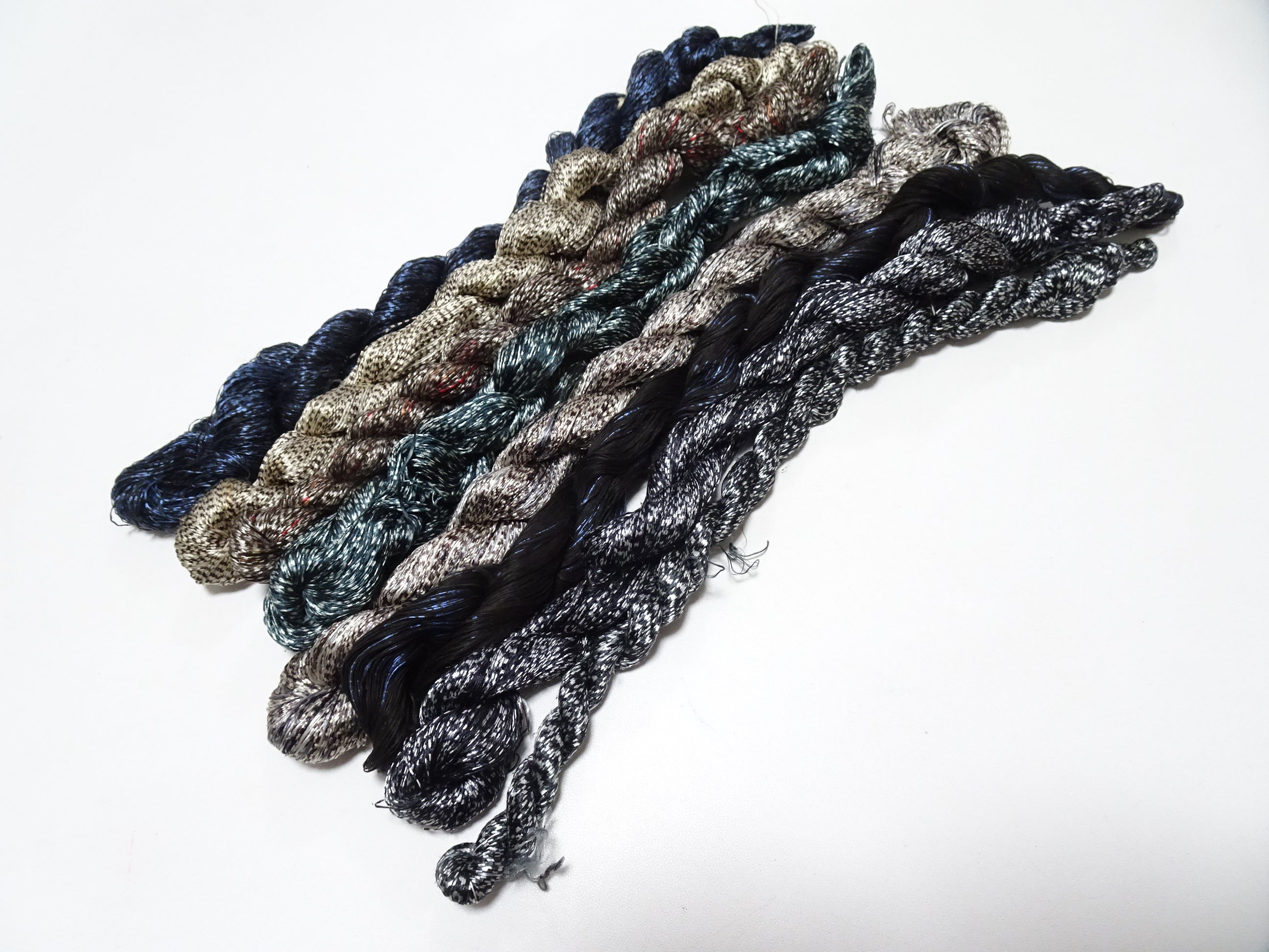 Japanese Vintage Super Rare Mud Dyeing kasuri loose Twisted Silk Thread Various Sets Embroidery & weave 13718