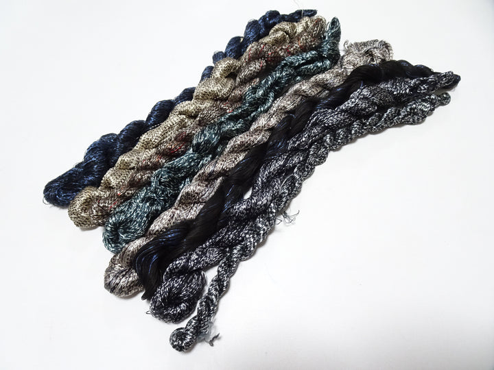 Japanese Vintage Super Rare Mud Dyeing kasuri loose Twisted Silk Thread Various Sets Embroidery & weave 13718