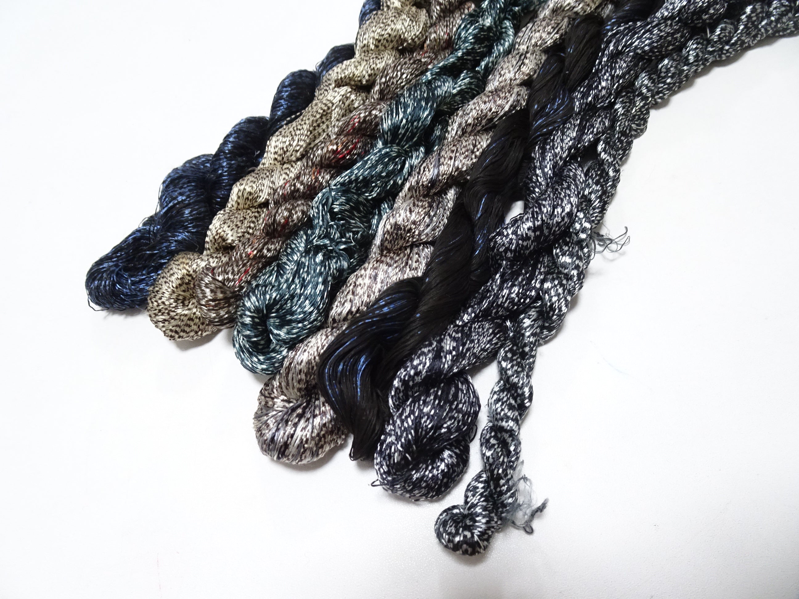 Japanese Vintage Super Rare Mud Dyeing kasuri loose Twisted Silk Thread Various Sets Embroidery & weave 13718