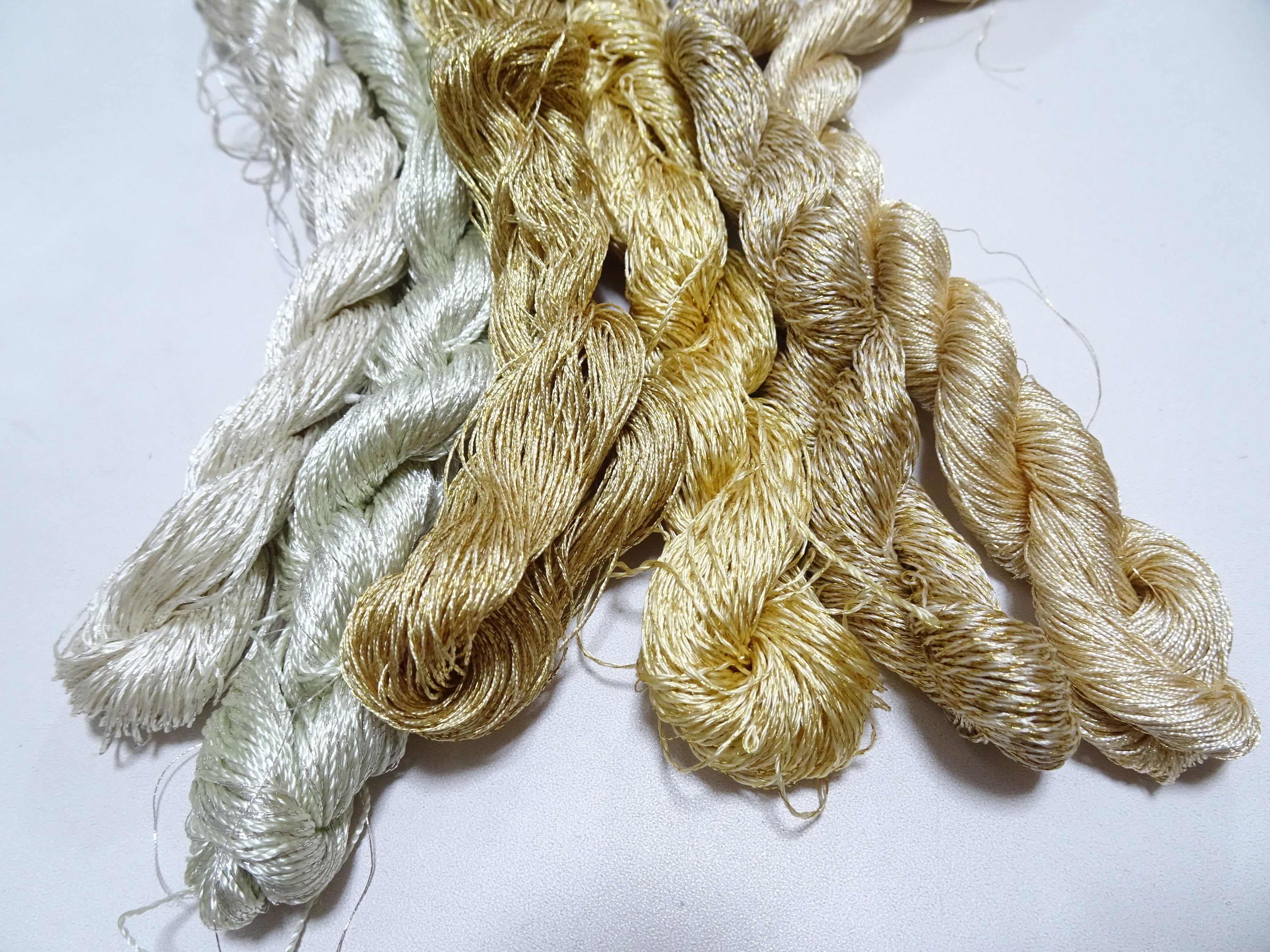 Japanese Vintage High Class Rare Silk Thread 6sets Mixture of Gold embroidery 18506