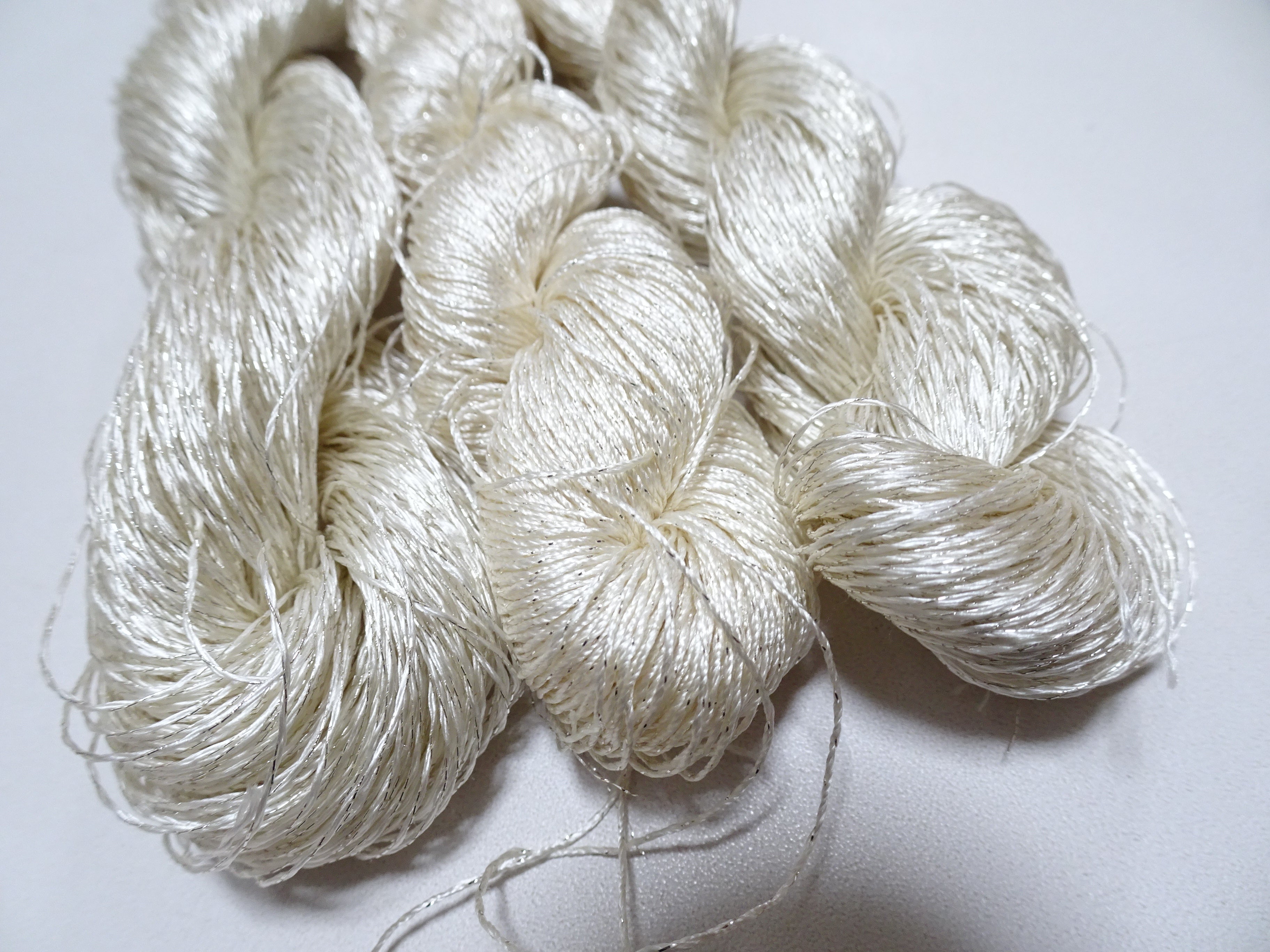 Japanese Vintage High Class Rare Silk Thread 3sets Mixture of Silver embroidery 15994