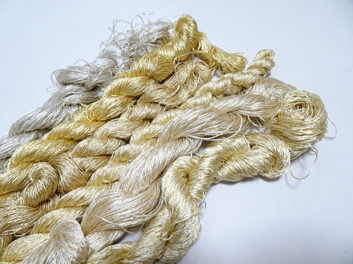 Japanese Vintage High Class Rare Silk Thread 6sets Mixture of Gold embroidery 18507