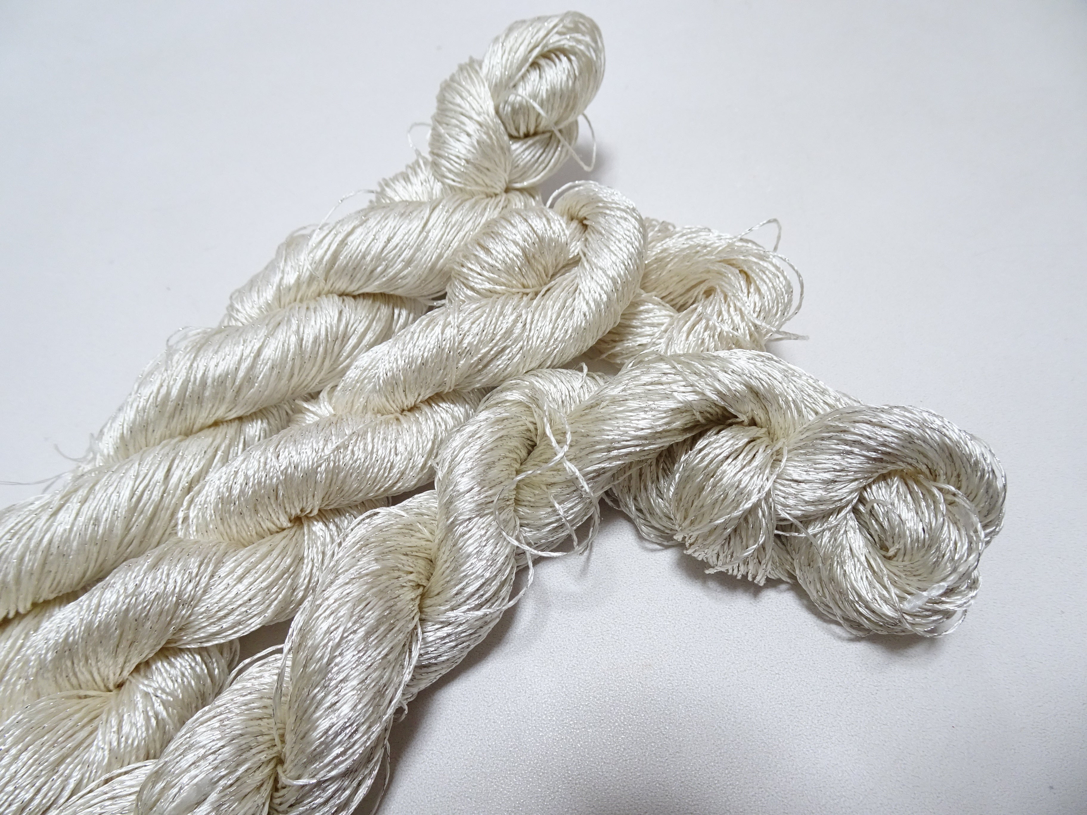 Japanese Vintage High Class Rare Silk Thread 3sets Mixture of Silver embroidery 15995