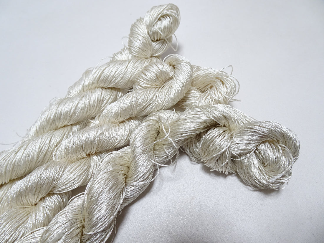 Japanese Vintage High Class Rare Silk Thread 3sets Mixture of Silver embroidery 15995