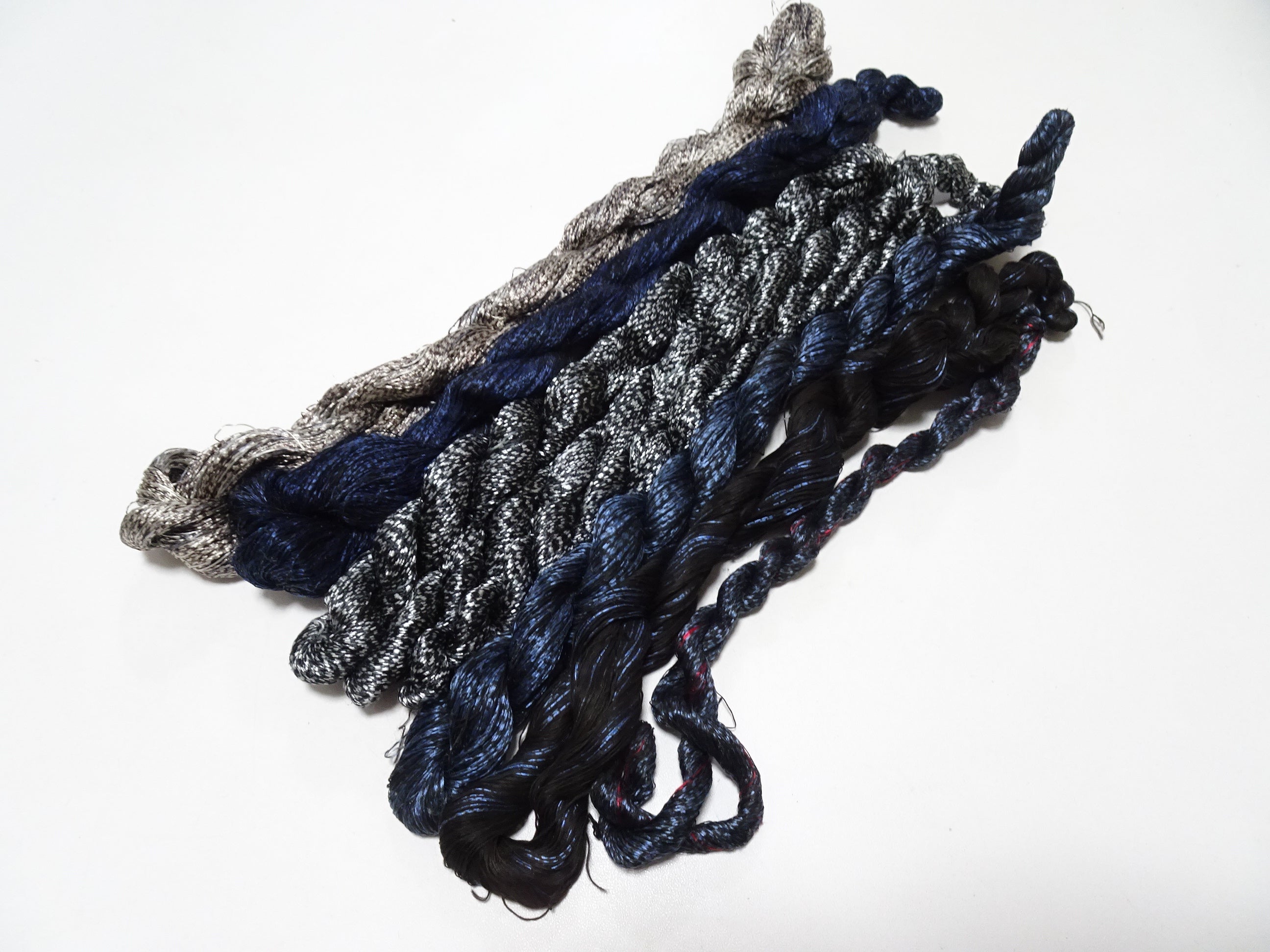 Japanese Vintage Super Rare Mud Dyeing kasuri loose Twisted Silk Thread Various Sets Embroidery & weave 13719