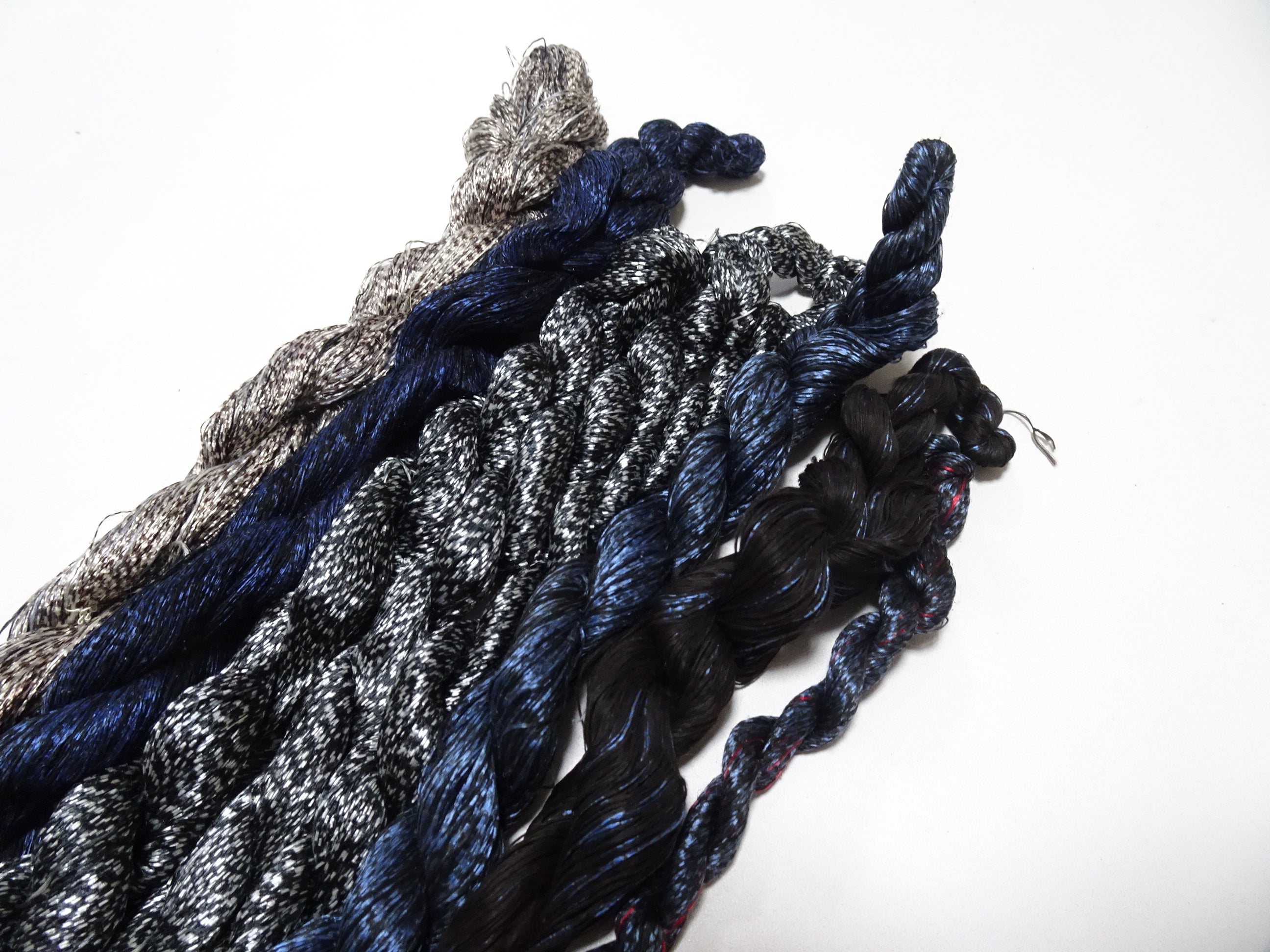 Japanese Vintage Super Rare Mud Dyeing kasuri loose Twisted Silk Thread Various Sets Embroidery & weave 13719