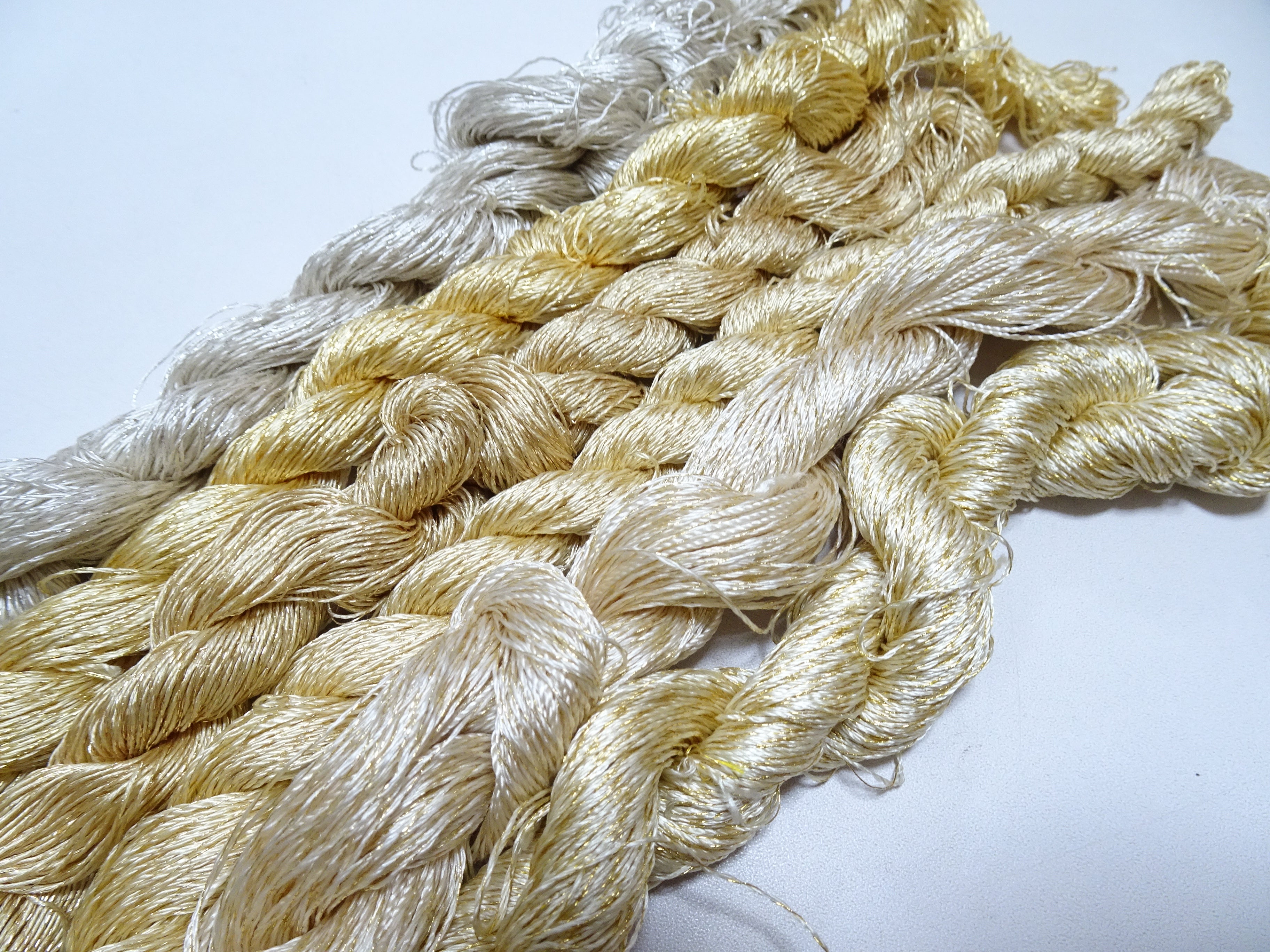 Japanese Vintage High Class Rare Silk Thread 6sets Mixture of Gold embroidery 18507