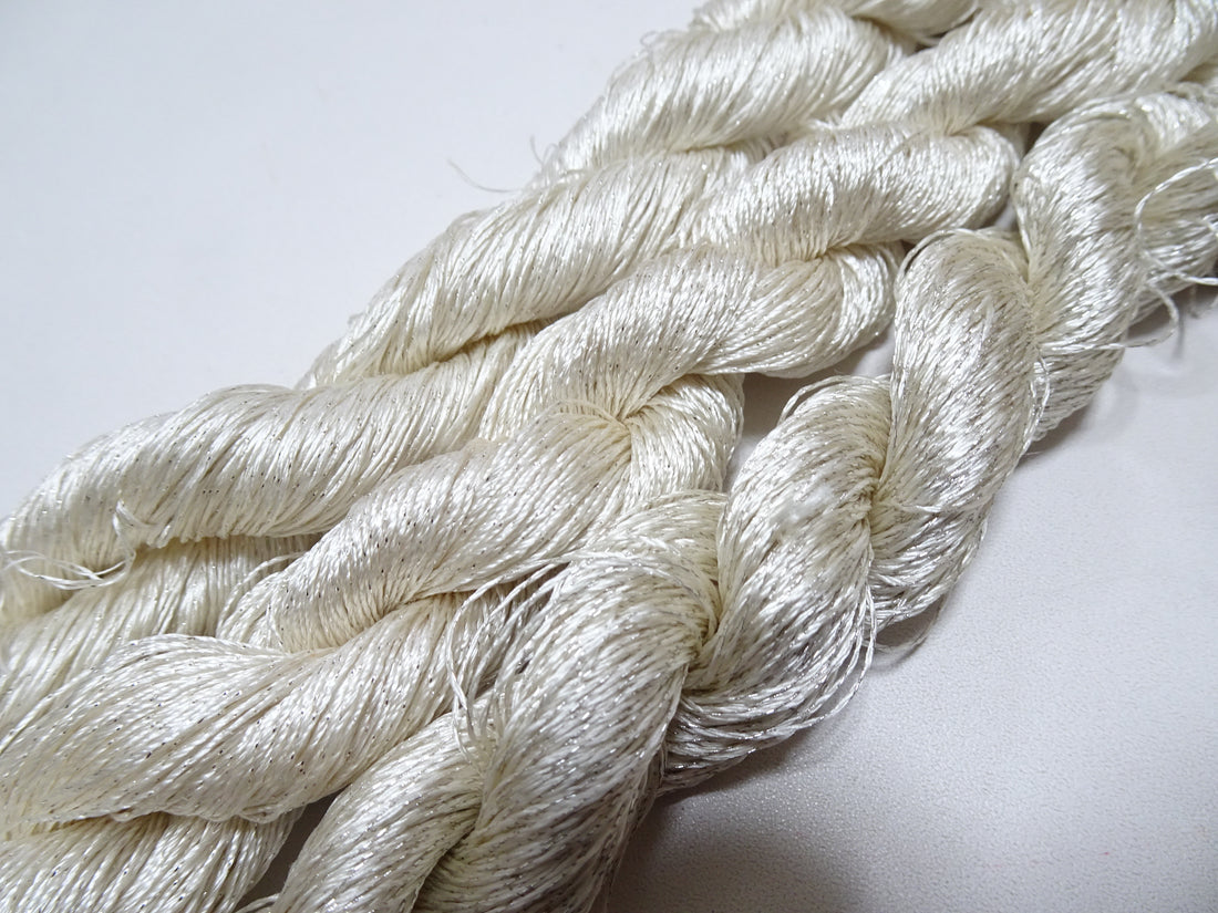 Japanese Vintage High Class Rare Silk Thread 3sets Mixture of Silver embroidery 15995