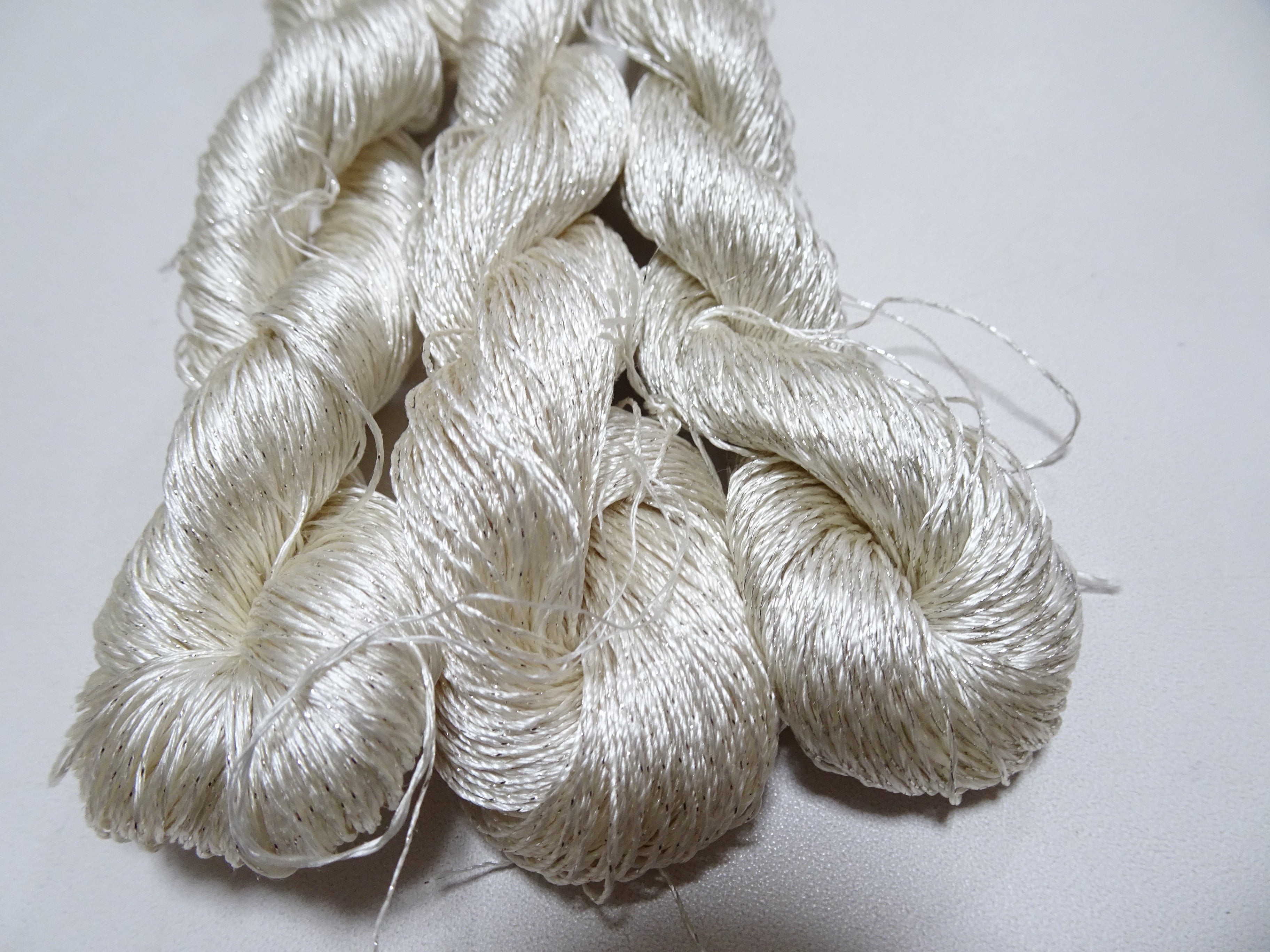 Japanese Vintage High Class Rare Silk Thread 3sets Mixture of Silver embroidery 15995