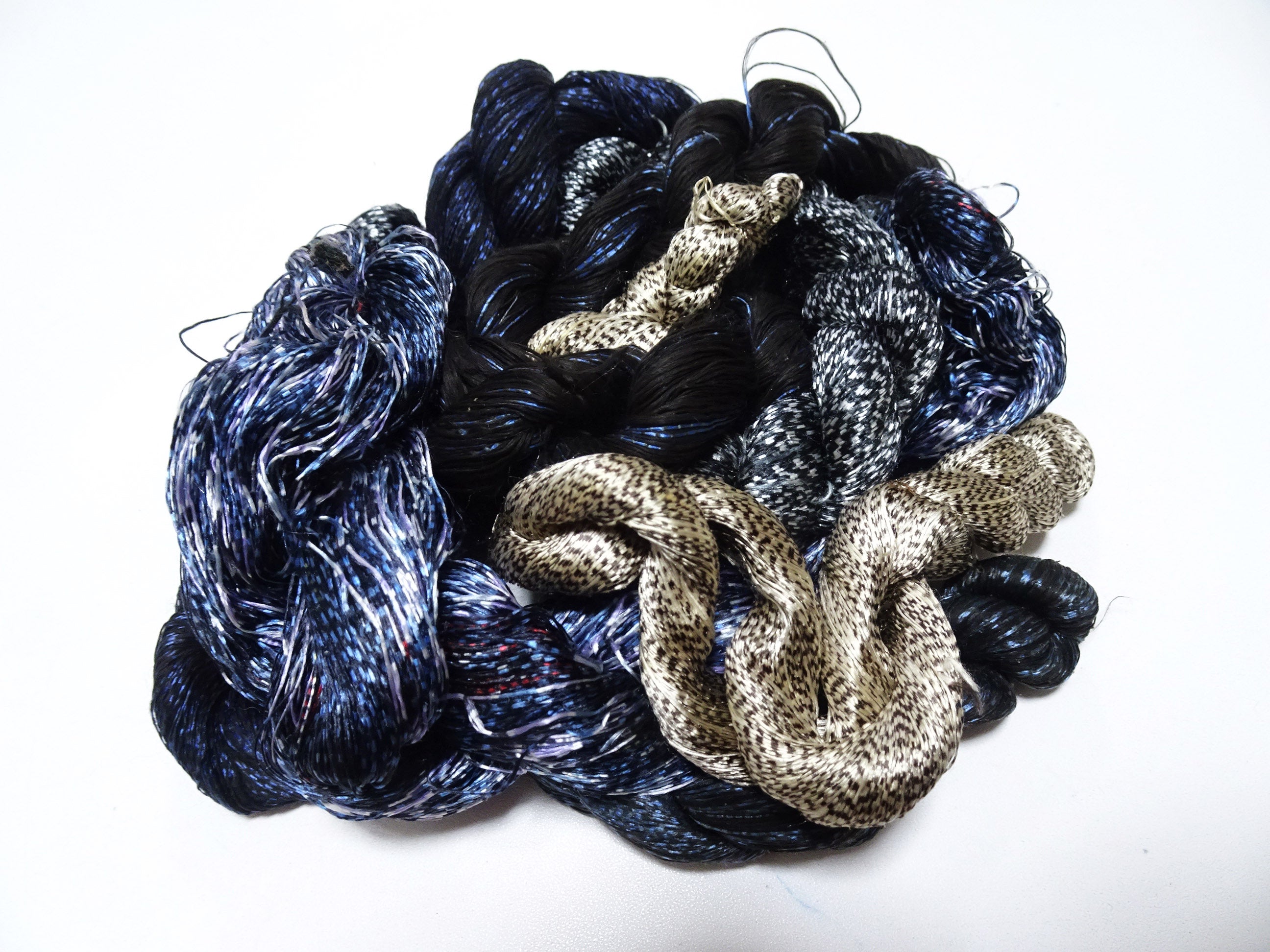 Japanese Vintage Super Rare Mud Dyeing kasuri loose Twisted Silk Thread Various Sets Embroidery & weave 13720