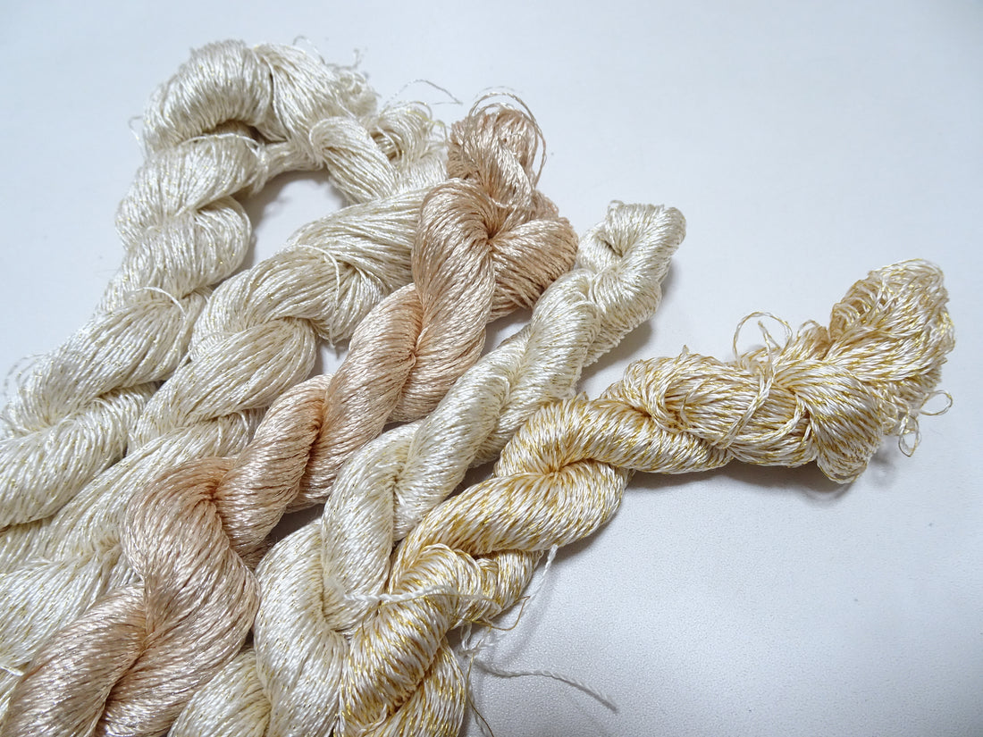 Japanese Vintage High Class Rare Silk Thread 5sets Mixture of Gold embroidery 15996
