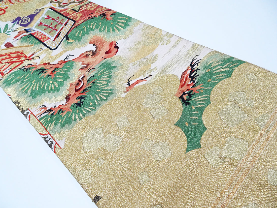 Japanese Antique Maru Obi – Double-Sided All-Over Design  Tsuzure-ori  18095