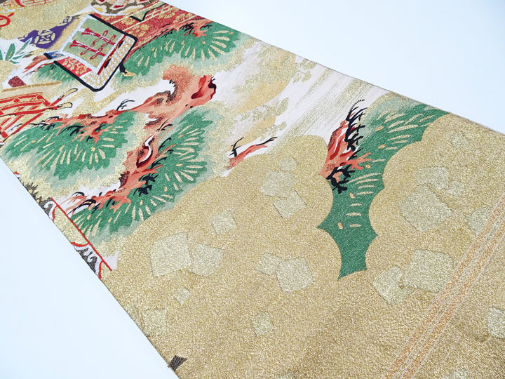 Japanese Antique Maru Obi – Double-Sided All-Over Design  Tsuzure-ori  18095