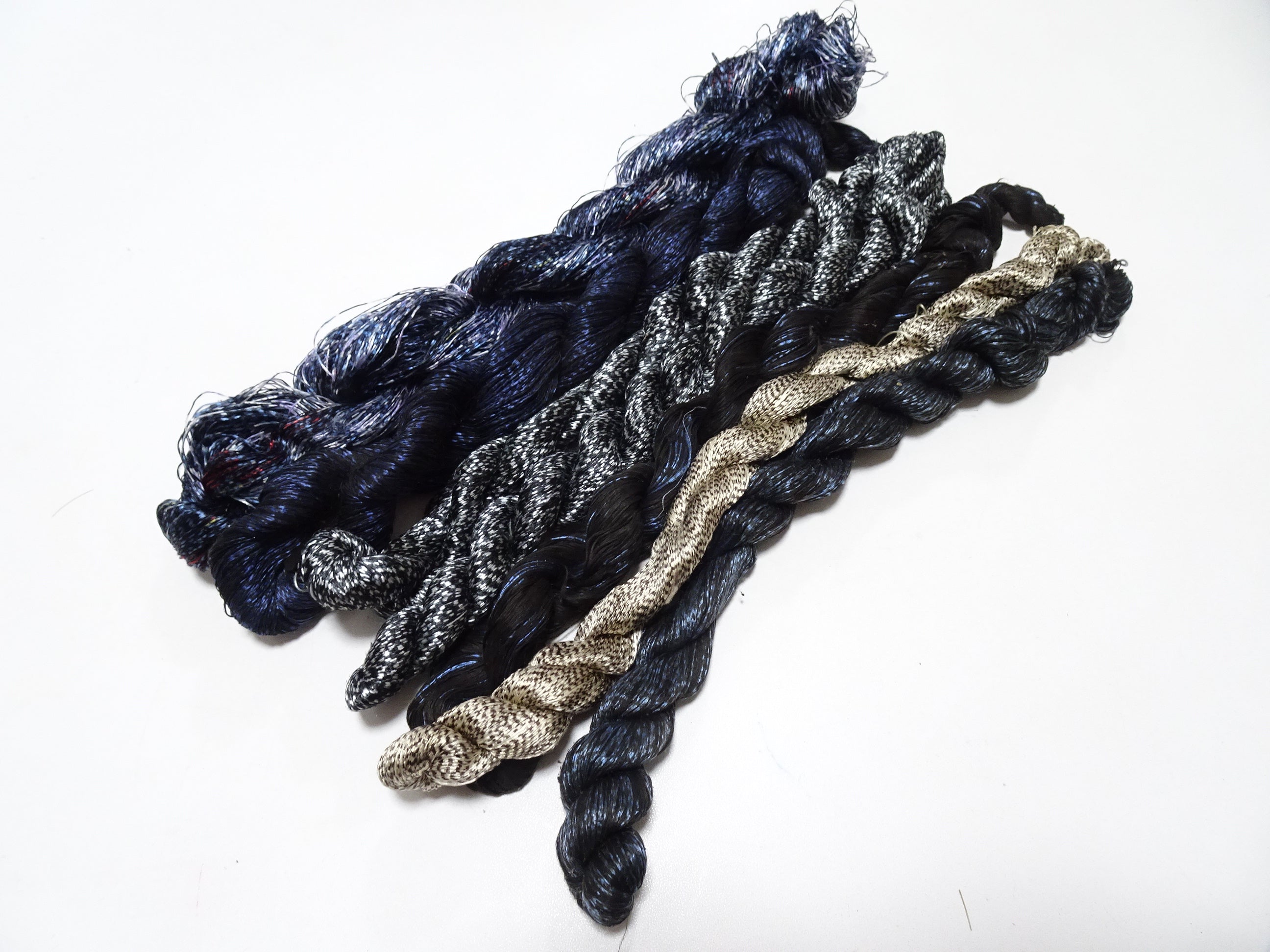 Japanese Vintage Super Rare Mud Dyeing kasuri loose Twisted Silk Thread Various Sets Embroidery & weave 13720