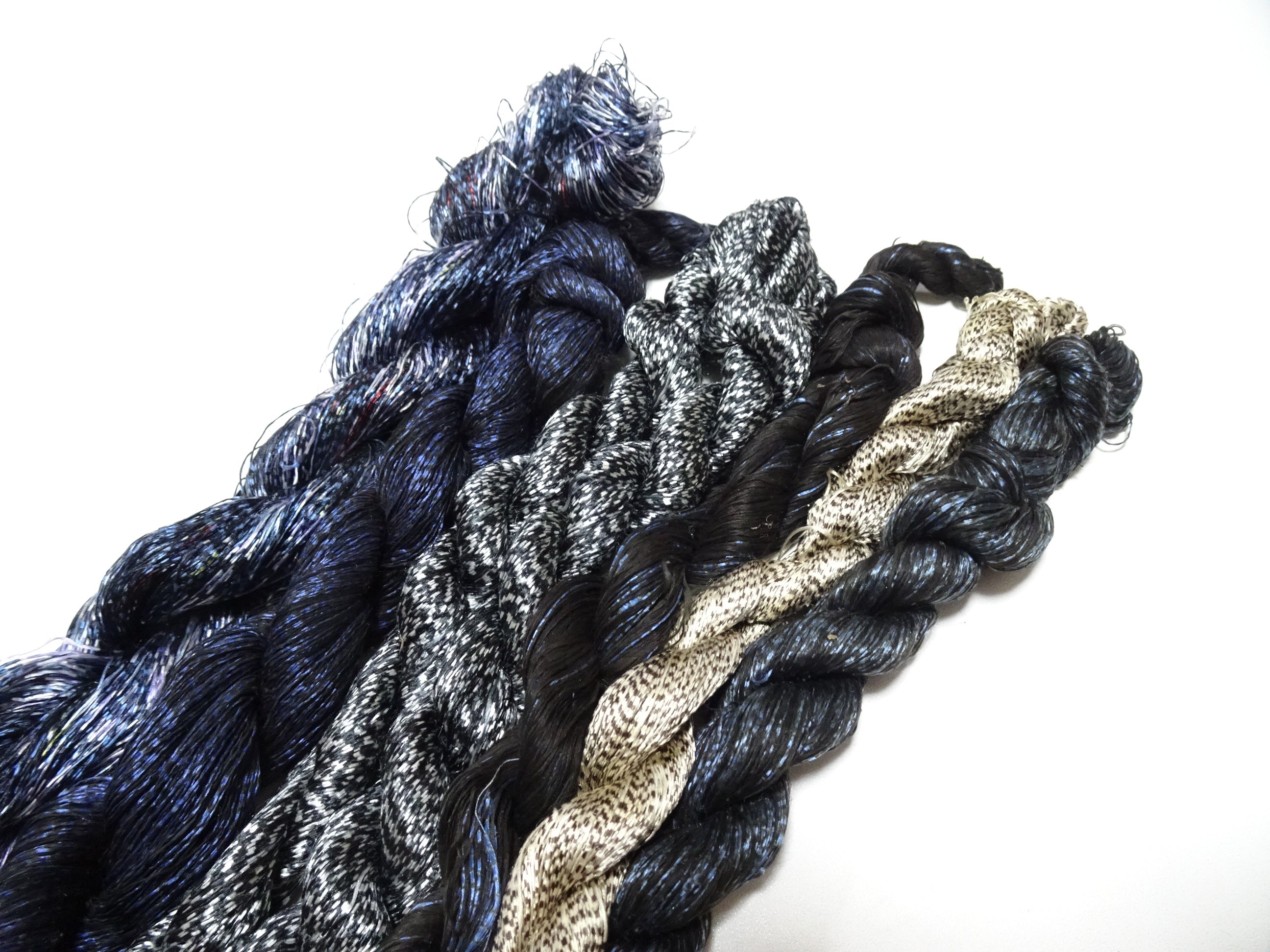 Japanese Vintage Super Rare Mud Dyeing kasuri loose Twisted Silk Thread Various Sets Embroidery & weave 13720