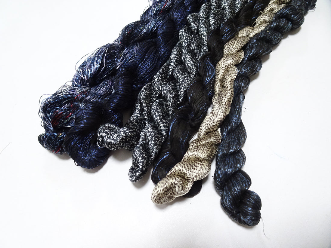 Japanese Vintage Super Rare Mud Dyeing kasuri loose Twisted Silk Thread Various Sets Embroidery & weave 13720