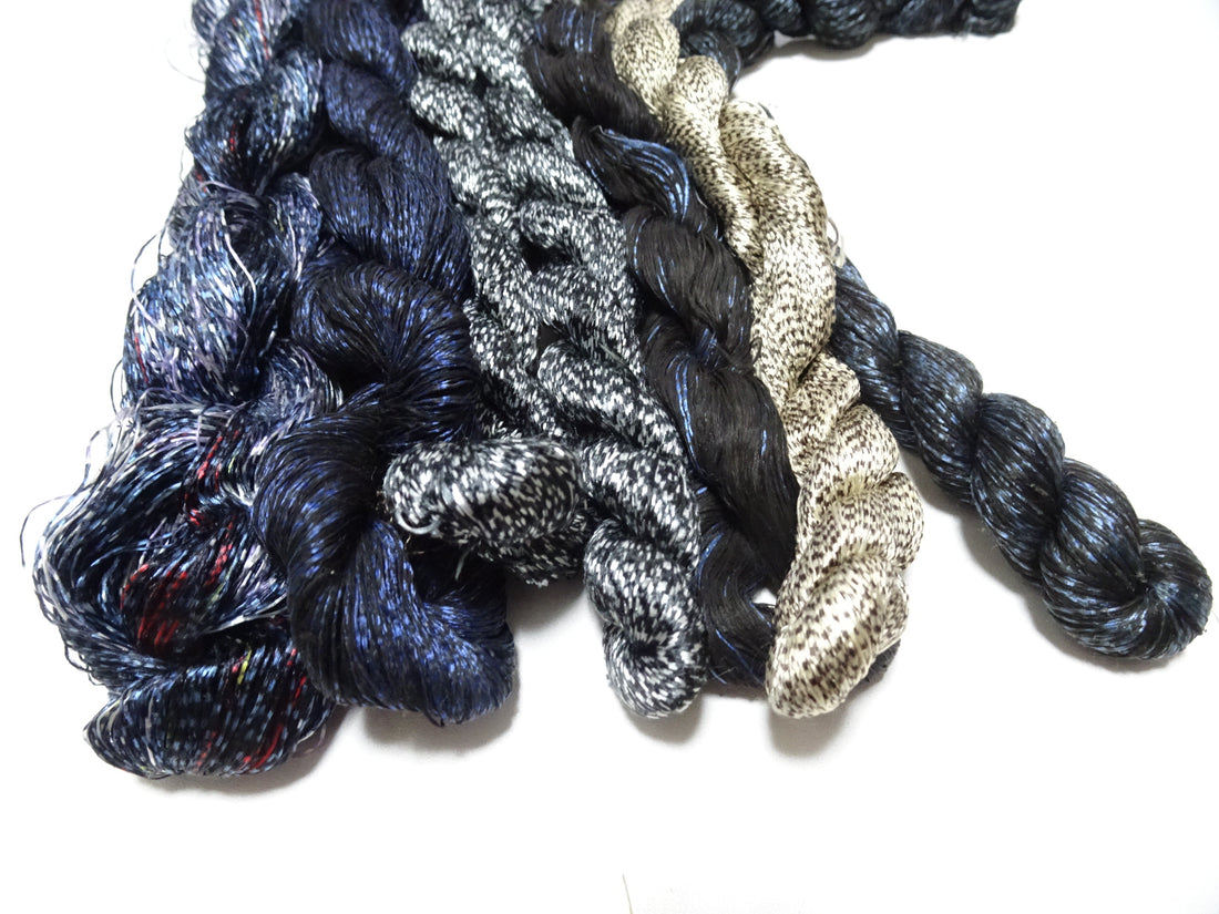 Japanese Vintage Super Rare Mud Dyeing kasuri loose Twisted Silk Thread Various Sets Embroidery & weave 13720