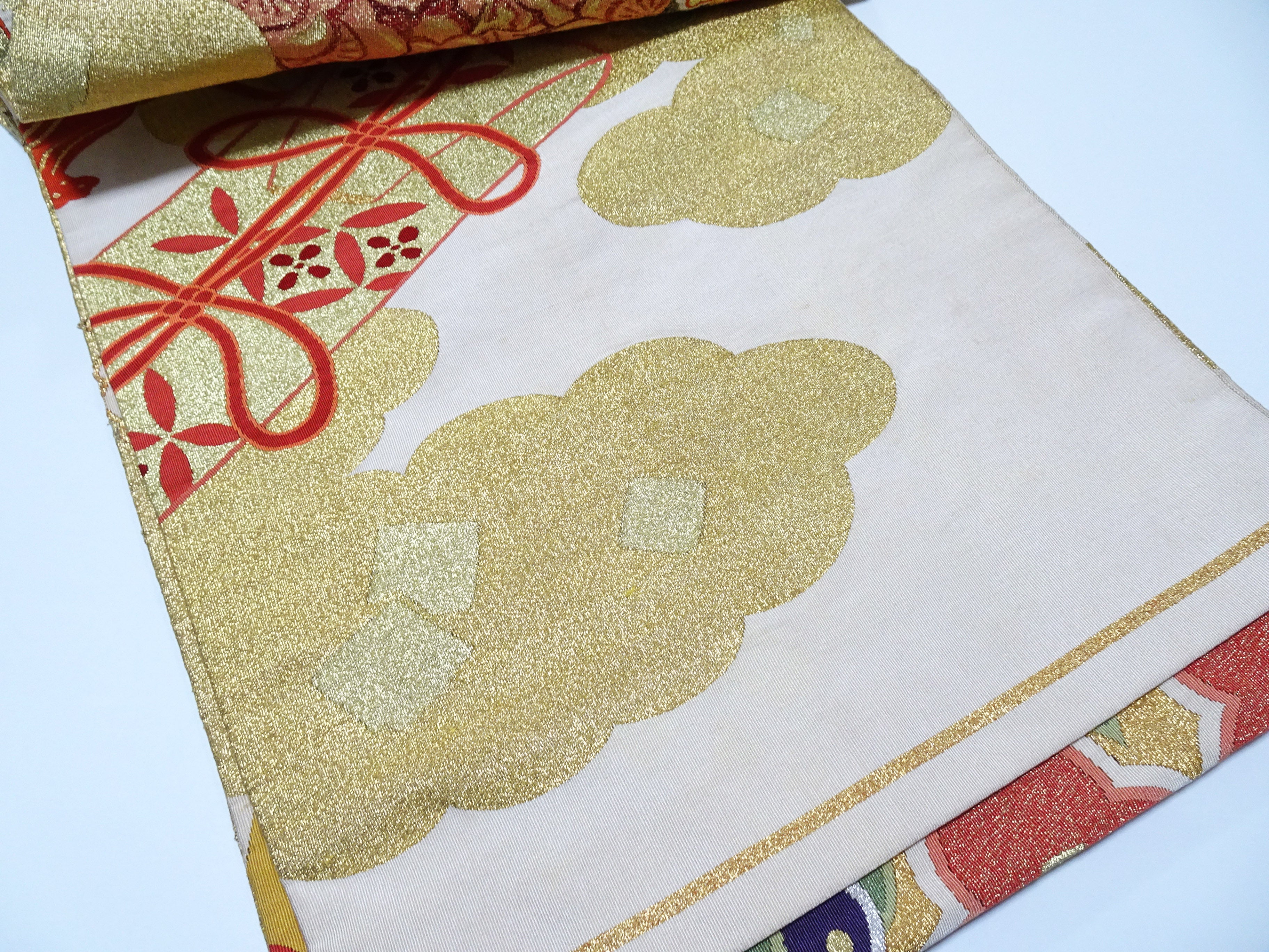 Japanese Antique Maru Obi – Double-Sided All-Over Design  Tsuzure-ori  18095